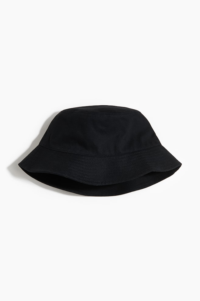 Cotton bucket hat - Black/Beige - 1