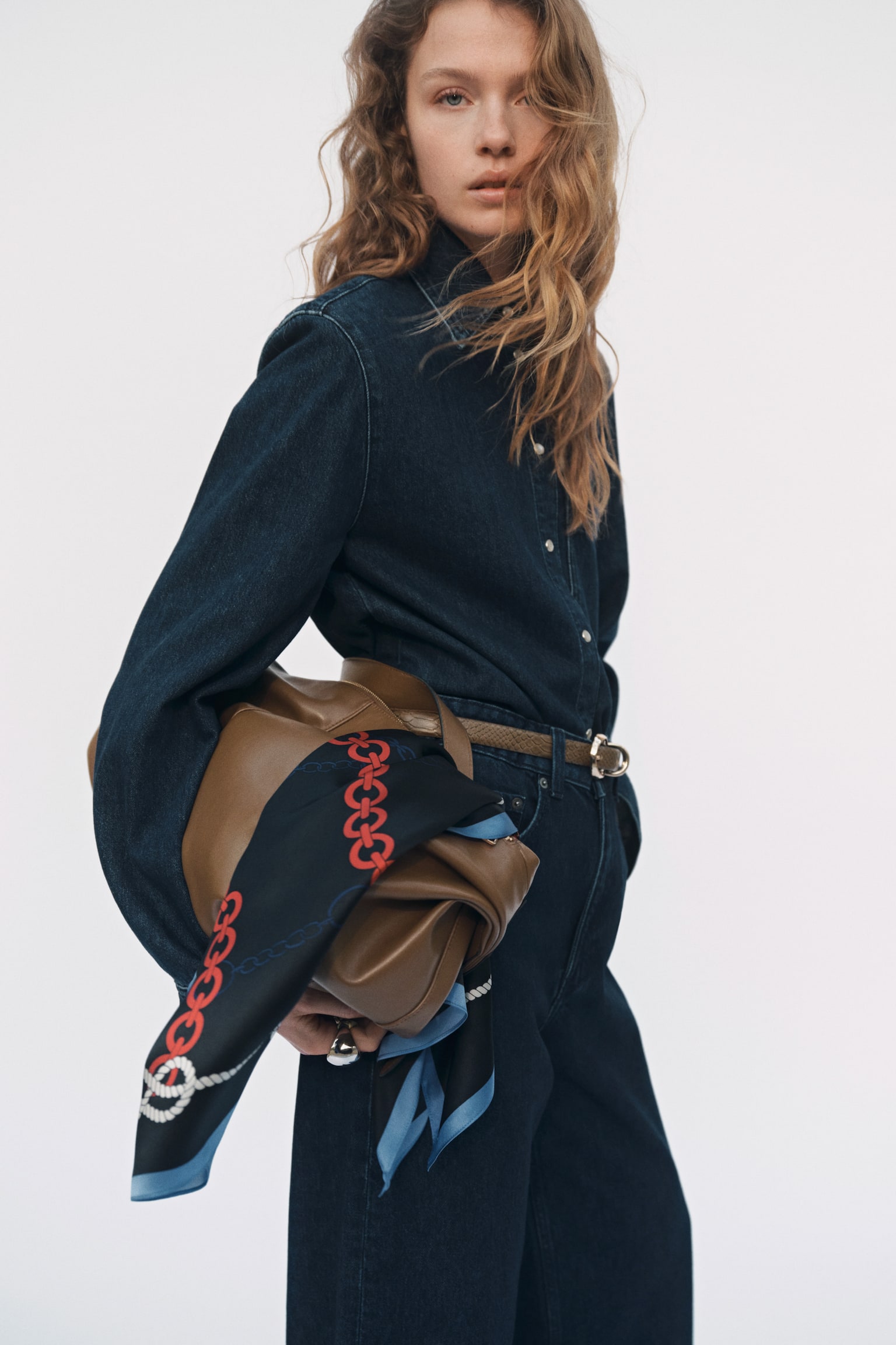 Shoulder-pad denim shirt - Denim blue - 6