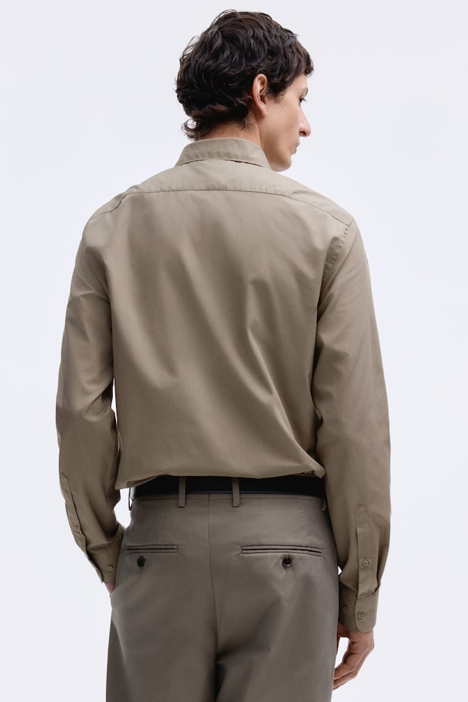 Easy-Iron-Hemd in Slim Fit-Khakigrün - 5