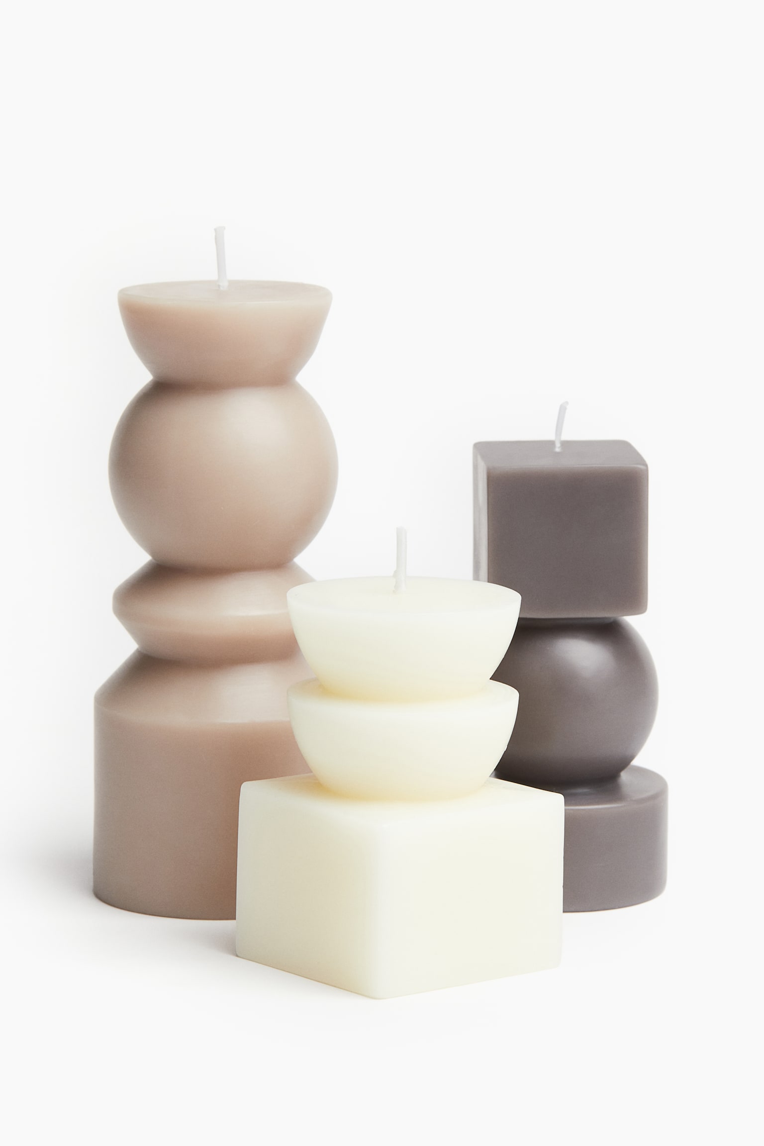 Pillar candle - Light beige/Dark green - 3