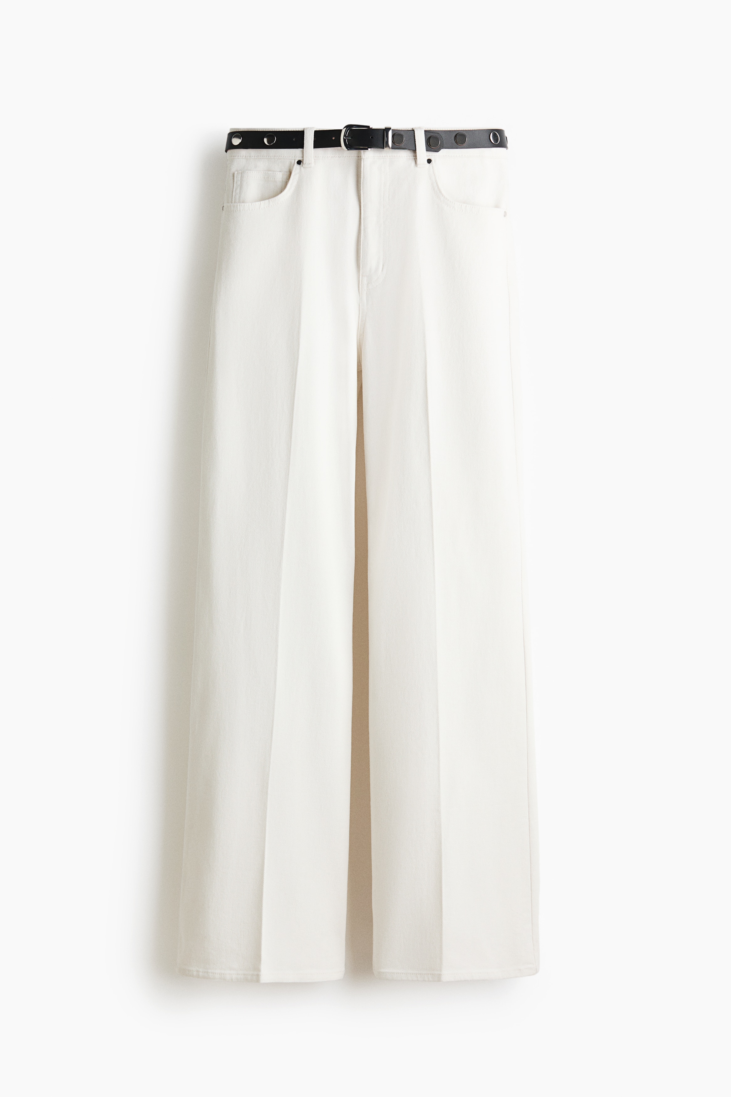 Pantalon bootcut avec ceinture - Blanc