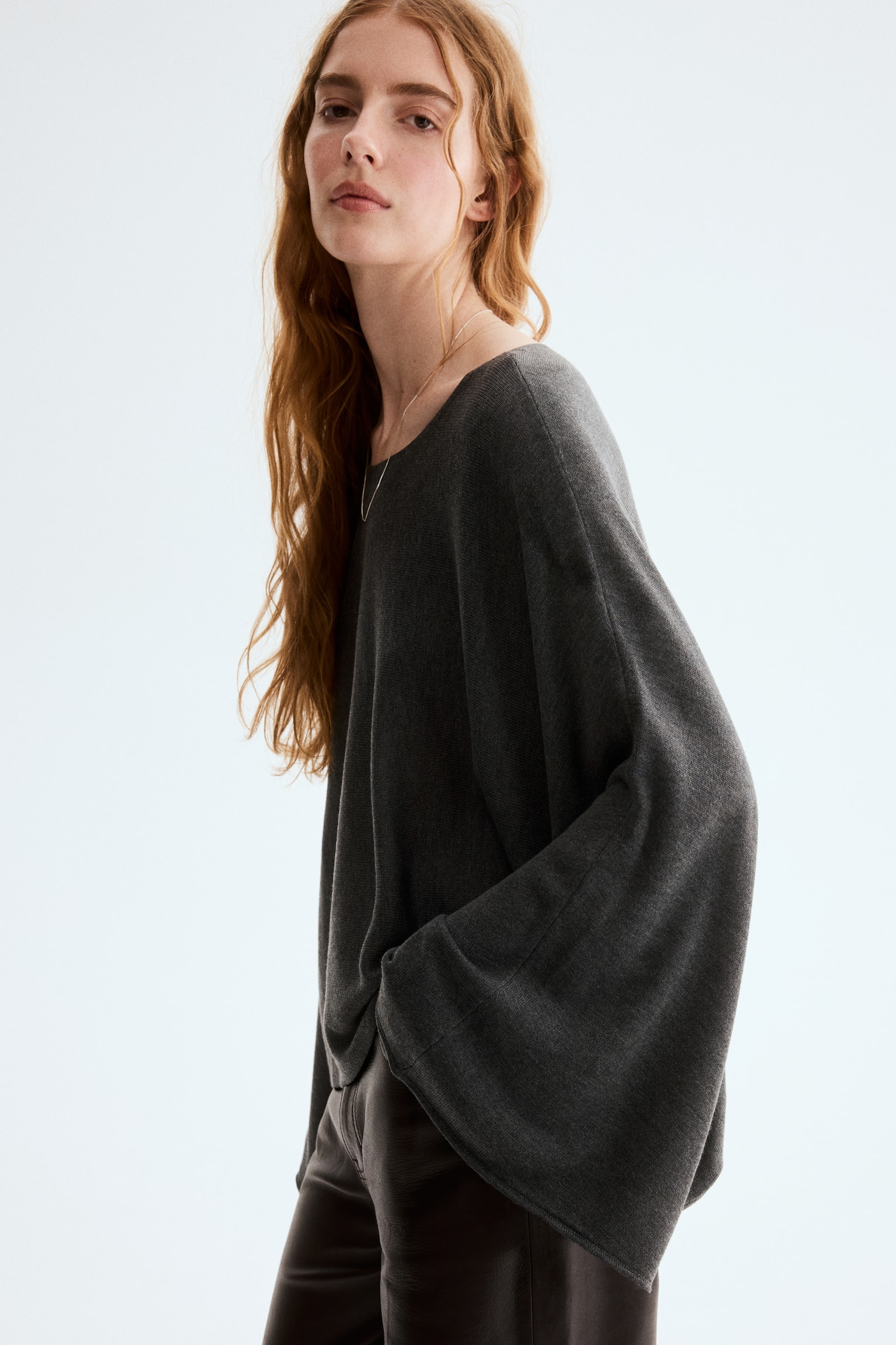 Oversized top - Dark grey marl/Dark brown - 3