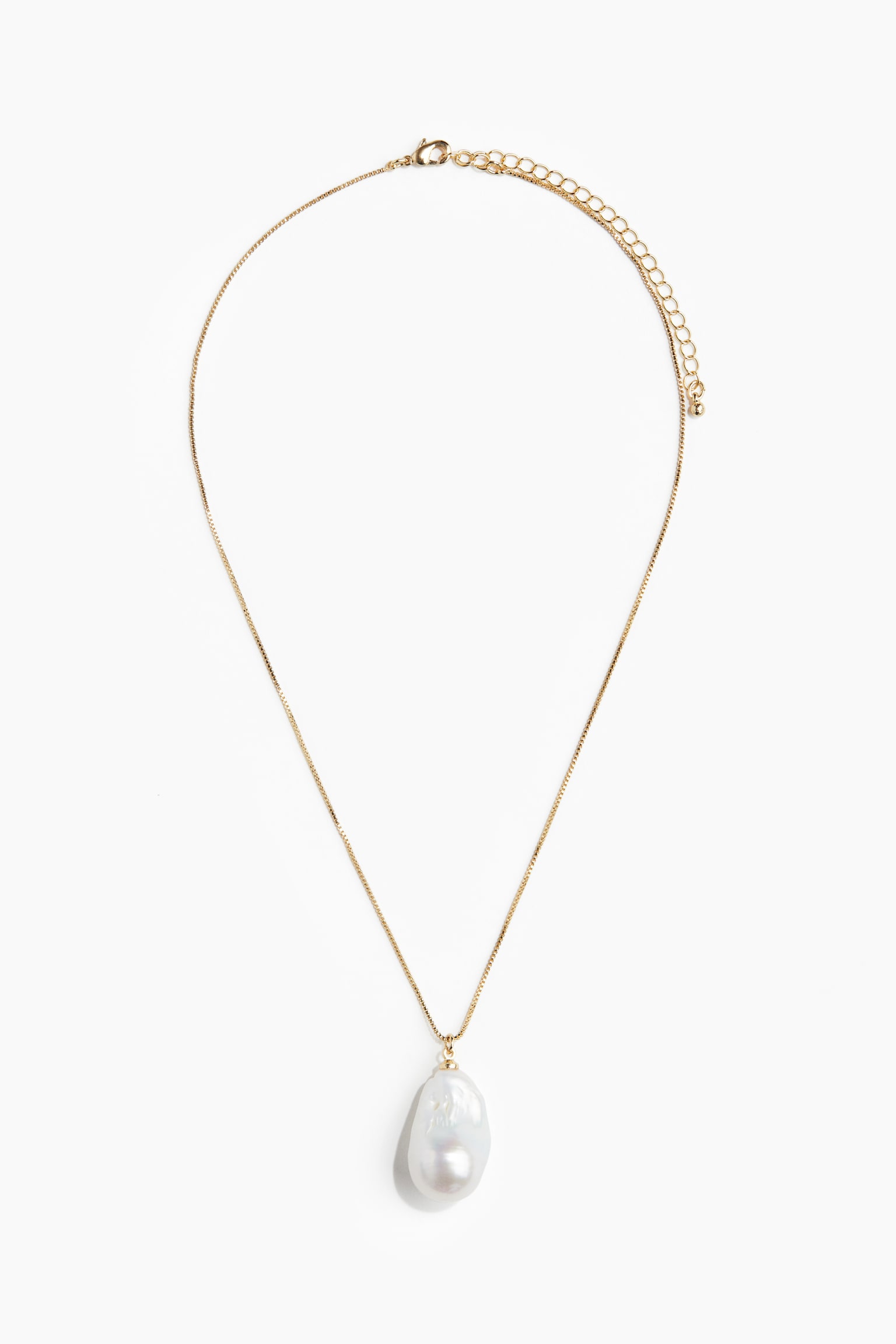 Gold-plated pearl pendant necklace - Gold-coloured/White - 3