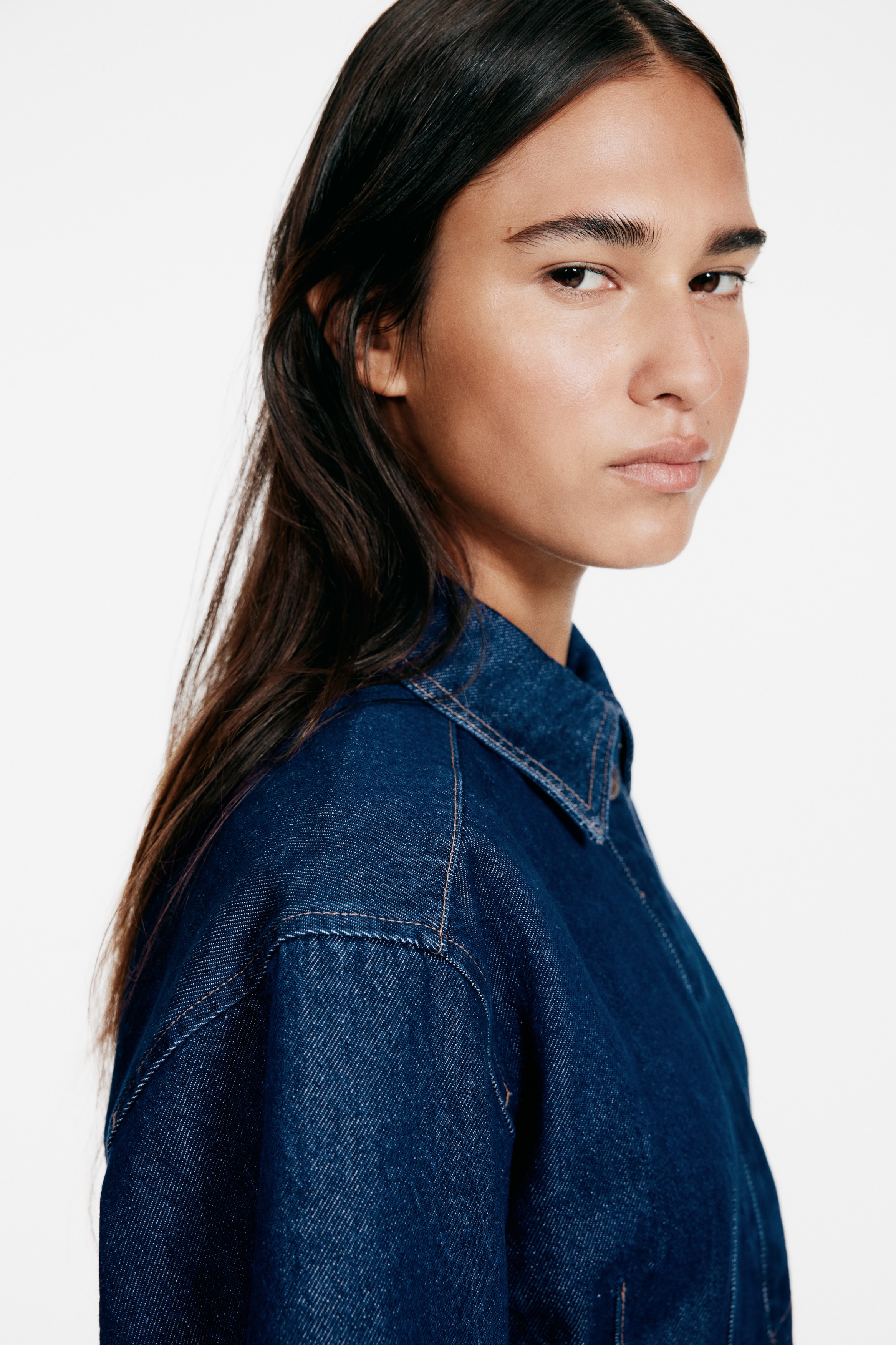 Waisted denim shirt