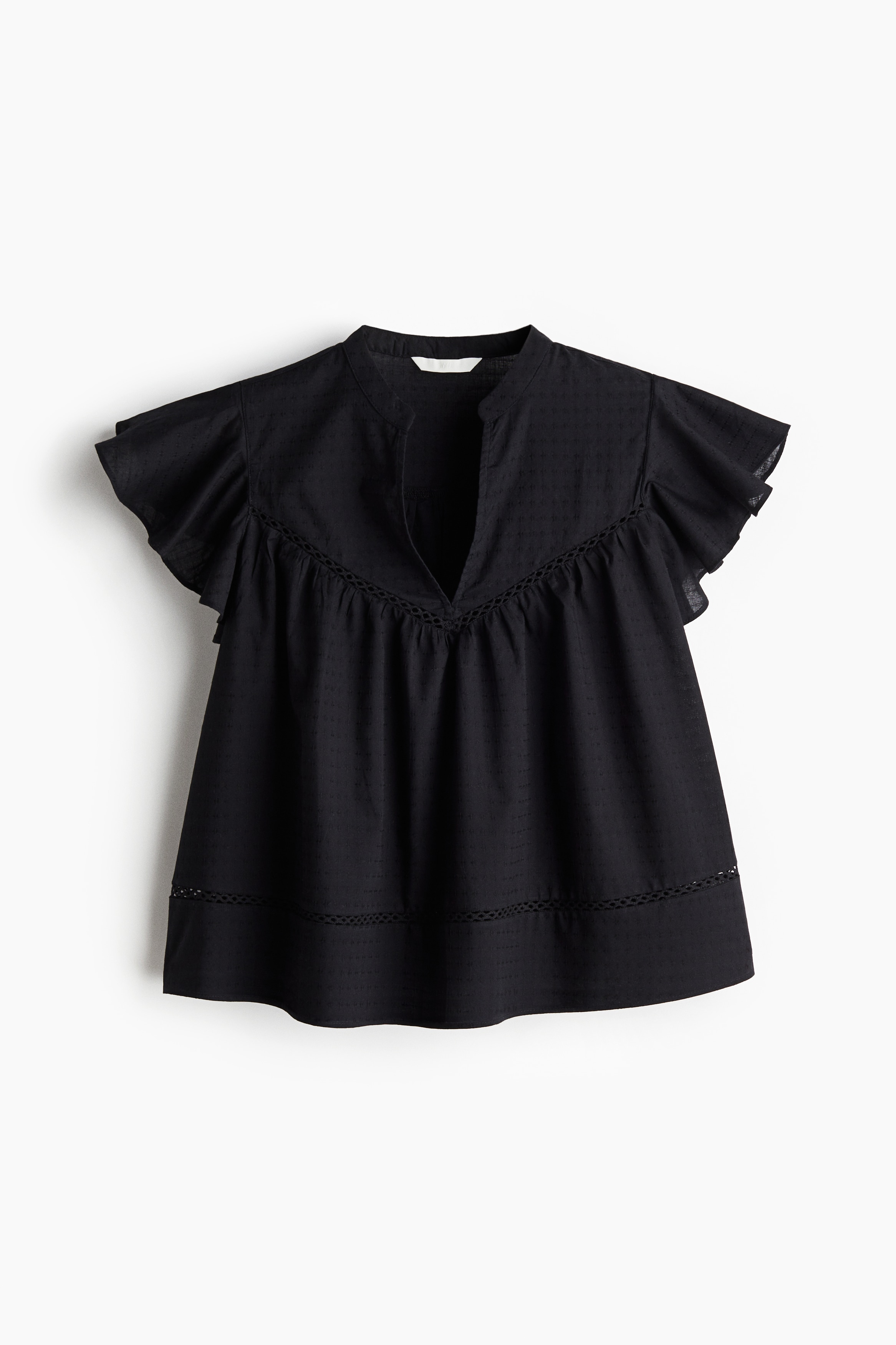 Dobbygeweven blouse - Zwart/Wit