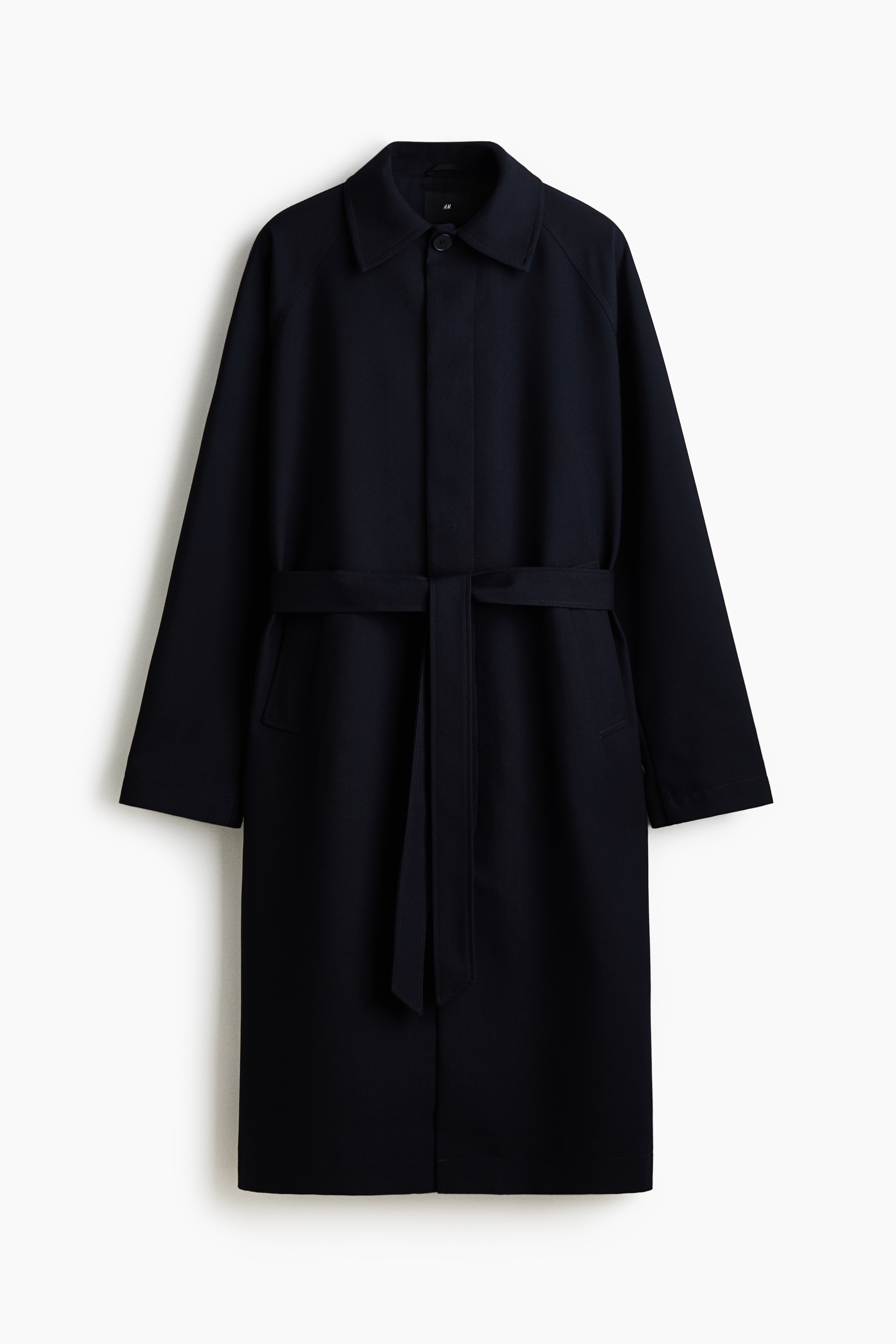 Loose Fit Belted Mac-style coat - Navy blue