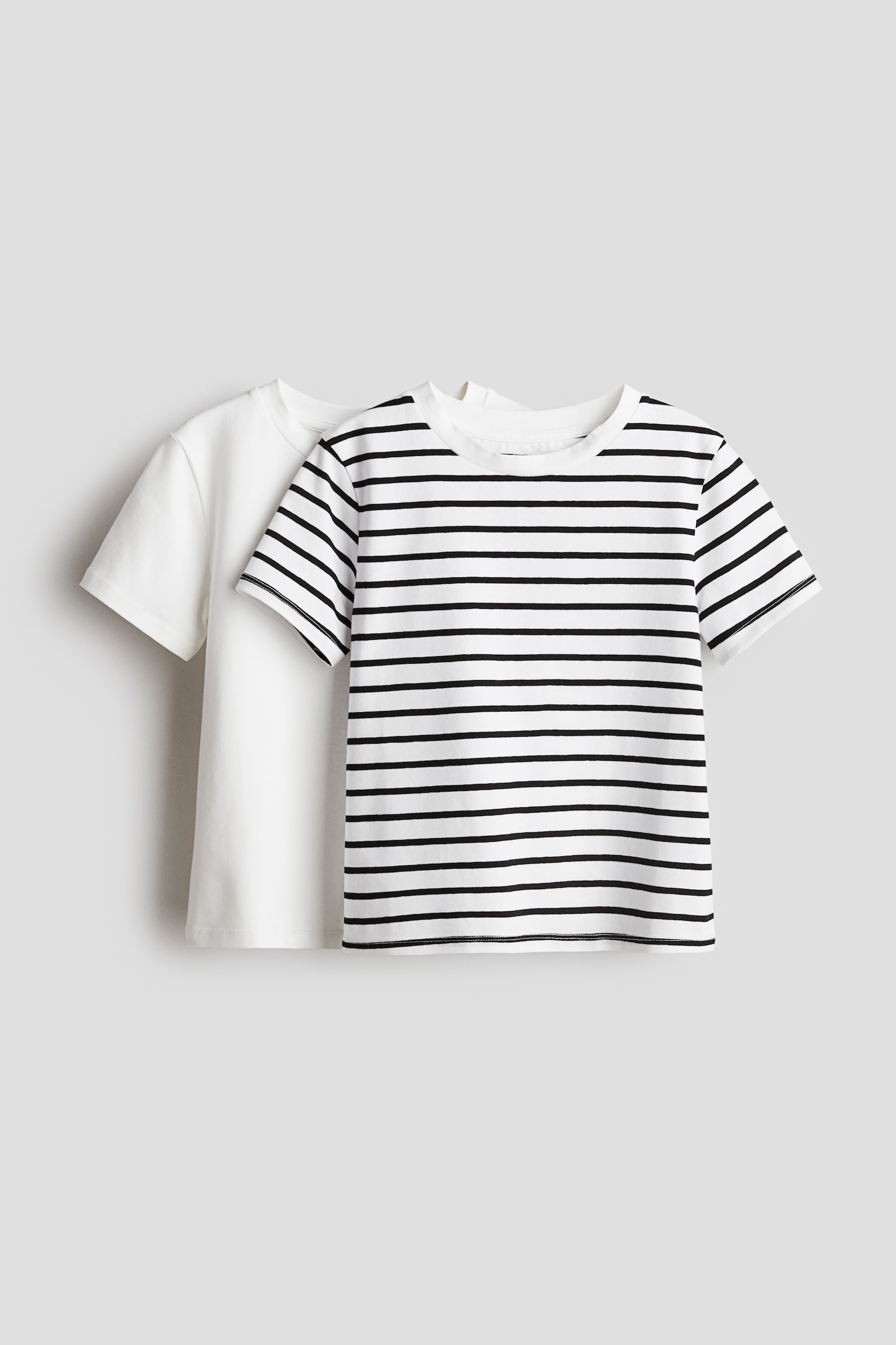 2-pack T-shirts - White/Black striped/Old rose/Grey - 1