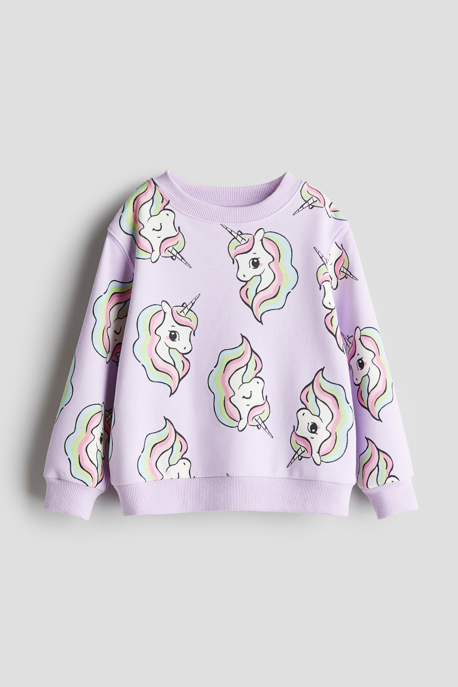 Sweatshirt - Light purple/Unicorn/Light pink/Reindeer/Cream/Horses/Beige/Fox/Light blue/Bunnies/Brown/Leopard-print/Purple/Polar bear/Light grey/Patterned/Black/White/Bows - 1