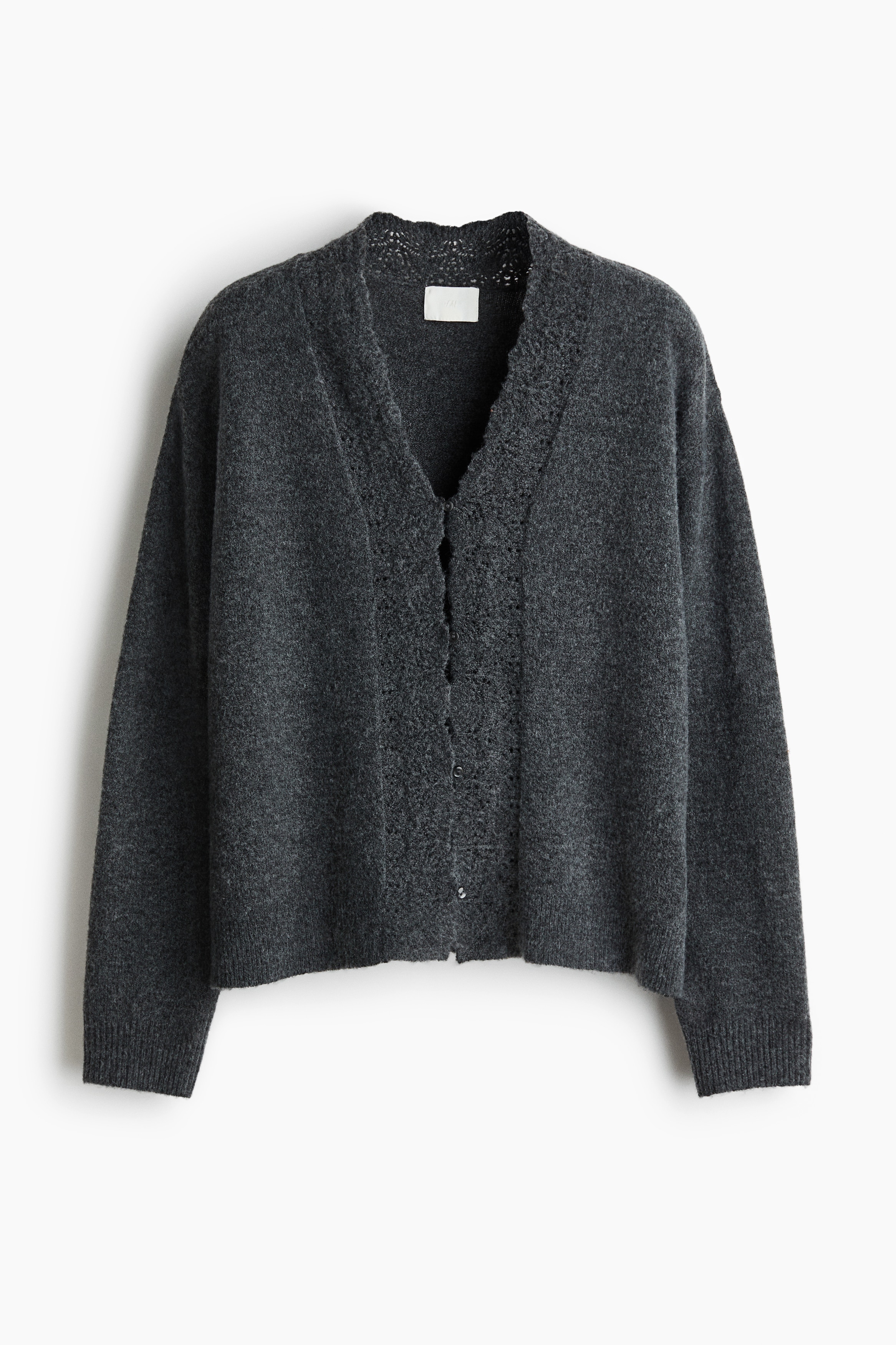 ポインテルデザインカーディガン - ダークグレーメランジ/ライトベージュ/ダークブラウン