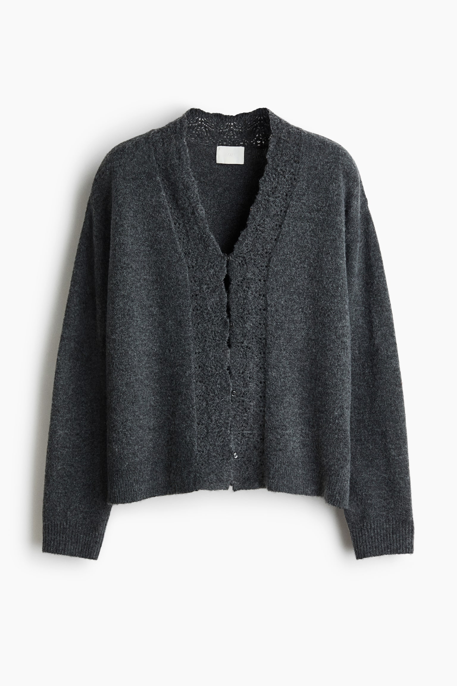 포인텔 디테일 가디건 - 다크 그레이 멜란지/라이트 베이지/다크 브라운