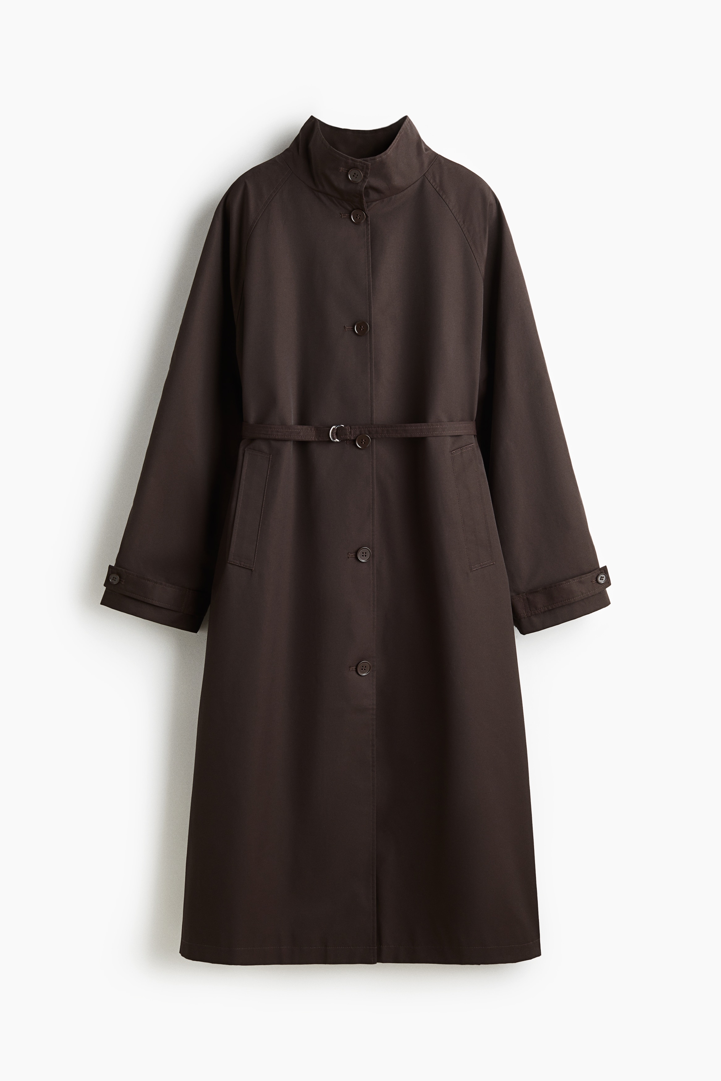 벨티드 트렌치코트 - 다크 브라운