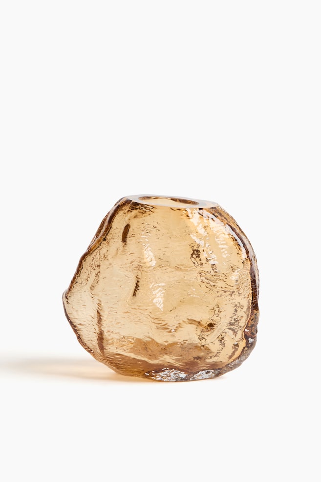 Small Textured Glass Vase - Beige/Transparent - 1