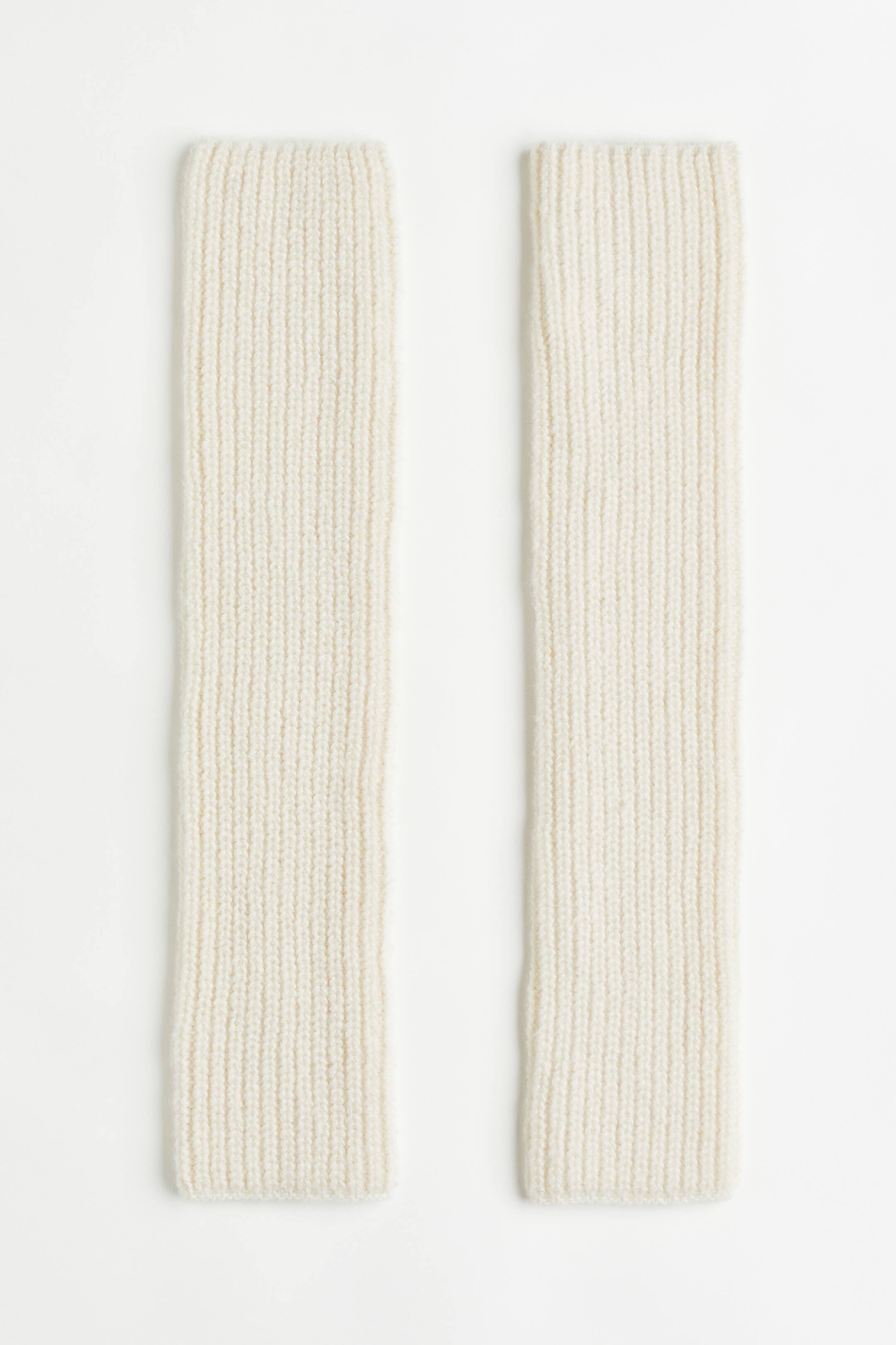 Ribknit arm warmers Cream Ladies H&M GB