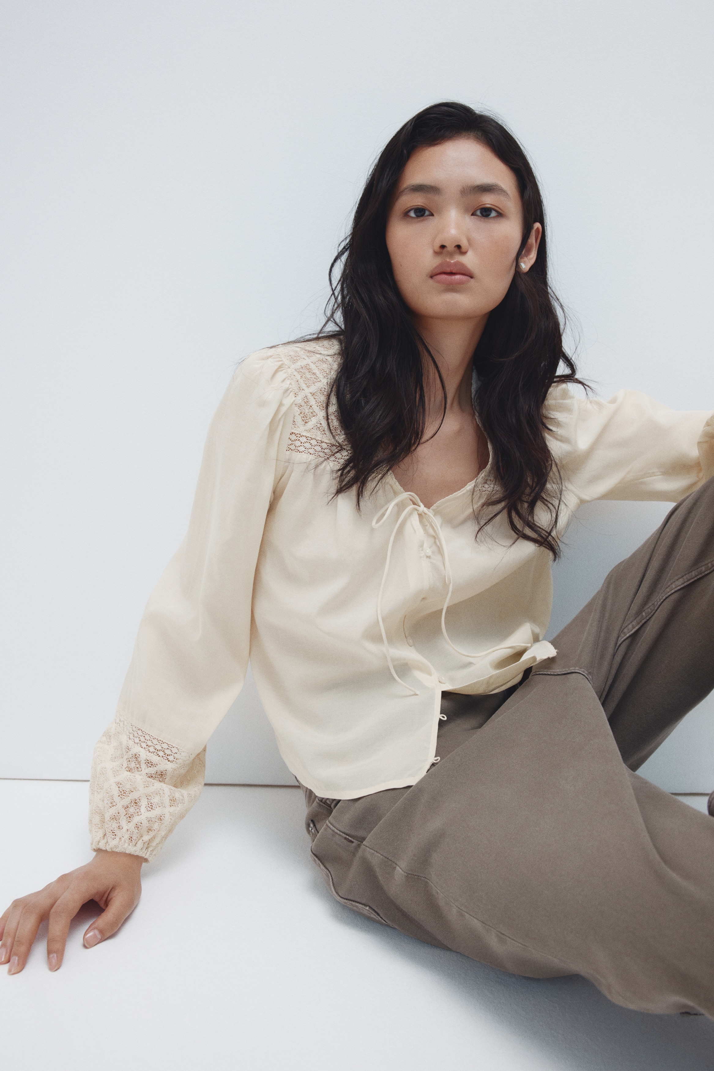Lace-detail blouse