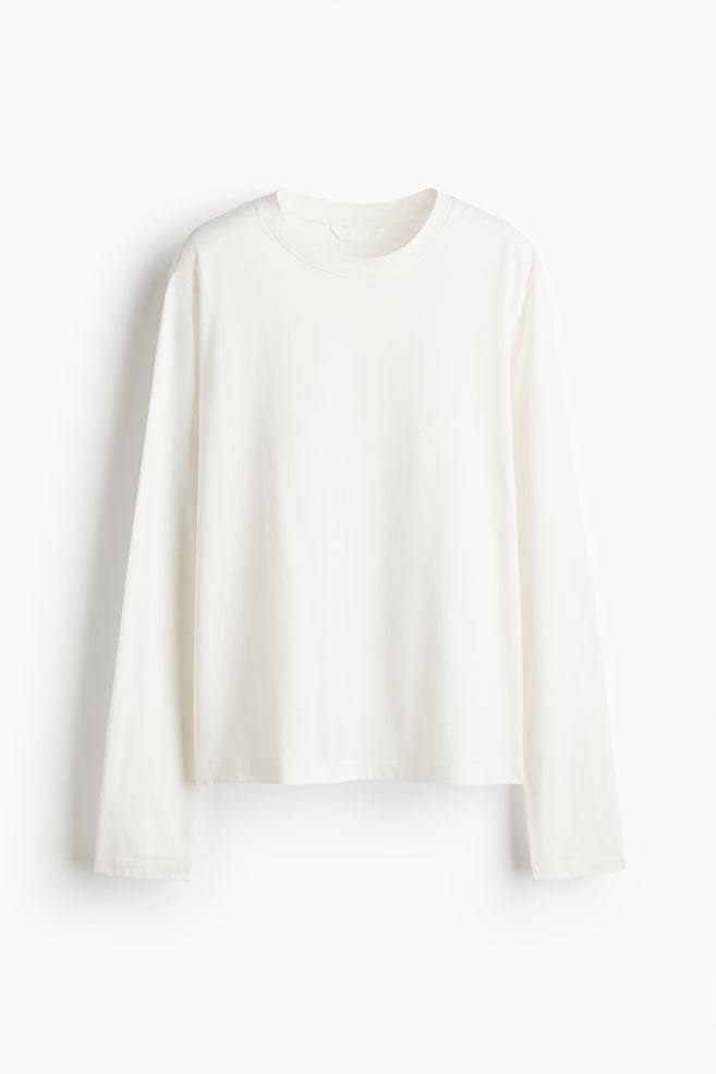 Maglia in cotone a maniche lunghe - White/Marrone scuro - 1