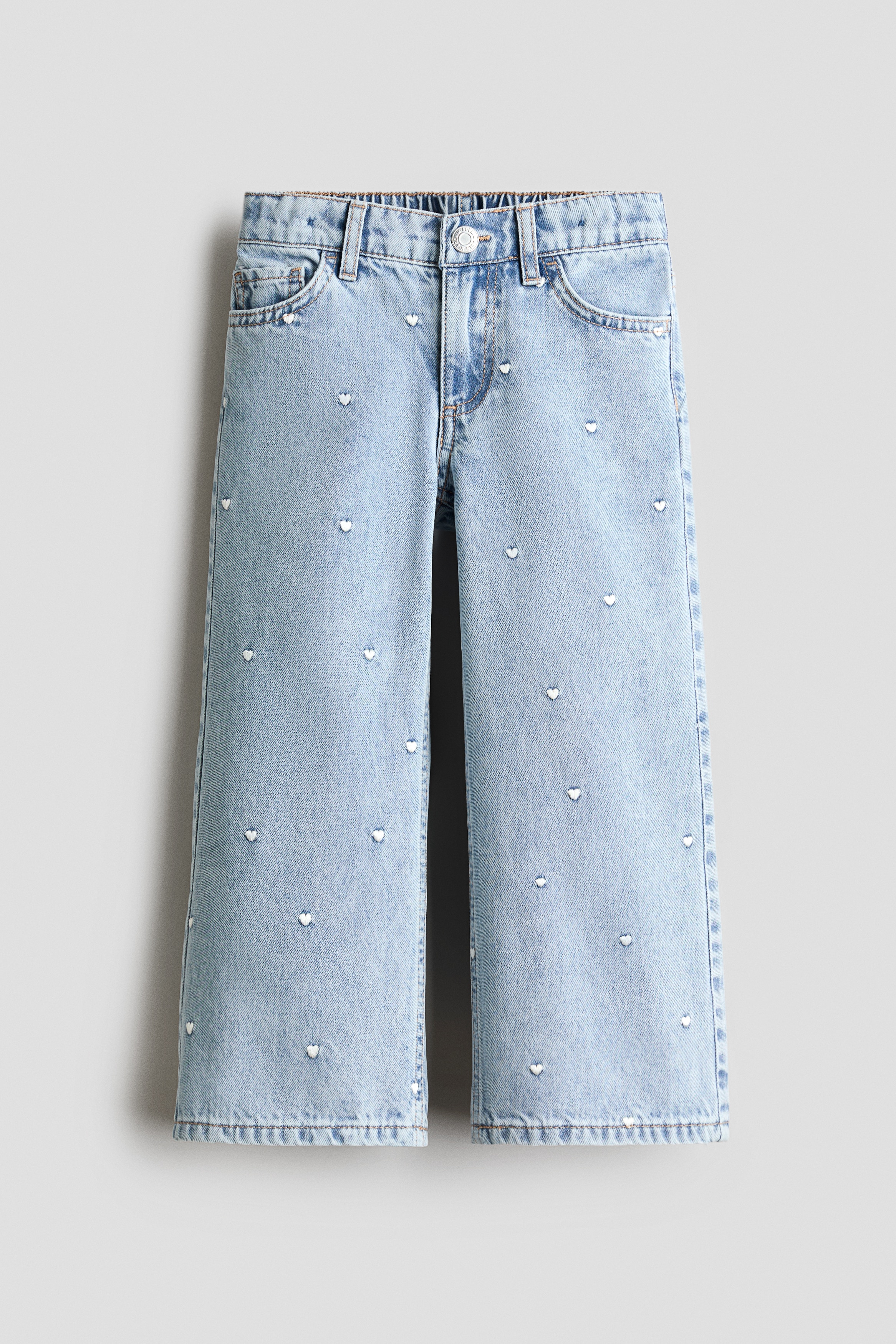 Motif-detail wide leg jeans - Light denim blue/Hearts/Denim blue/Floral/Light denim blue/Bows