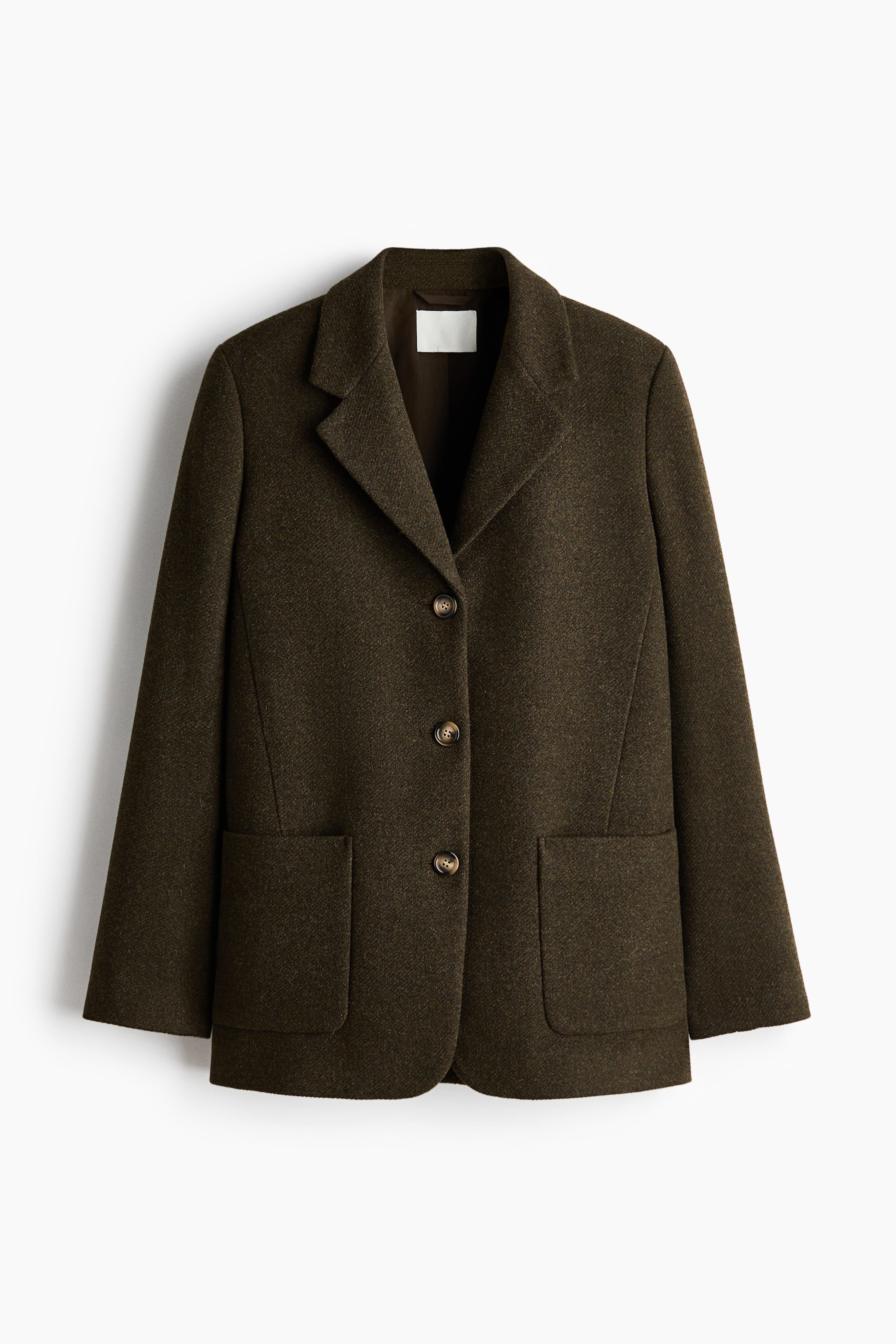 View larger image: Wool-blend blazer - Dark khaki green - Ladies | H&M IE 1