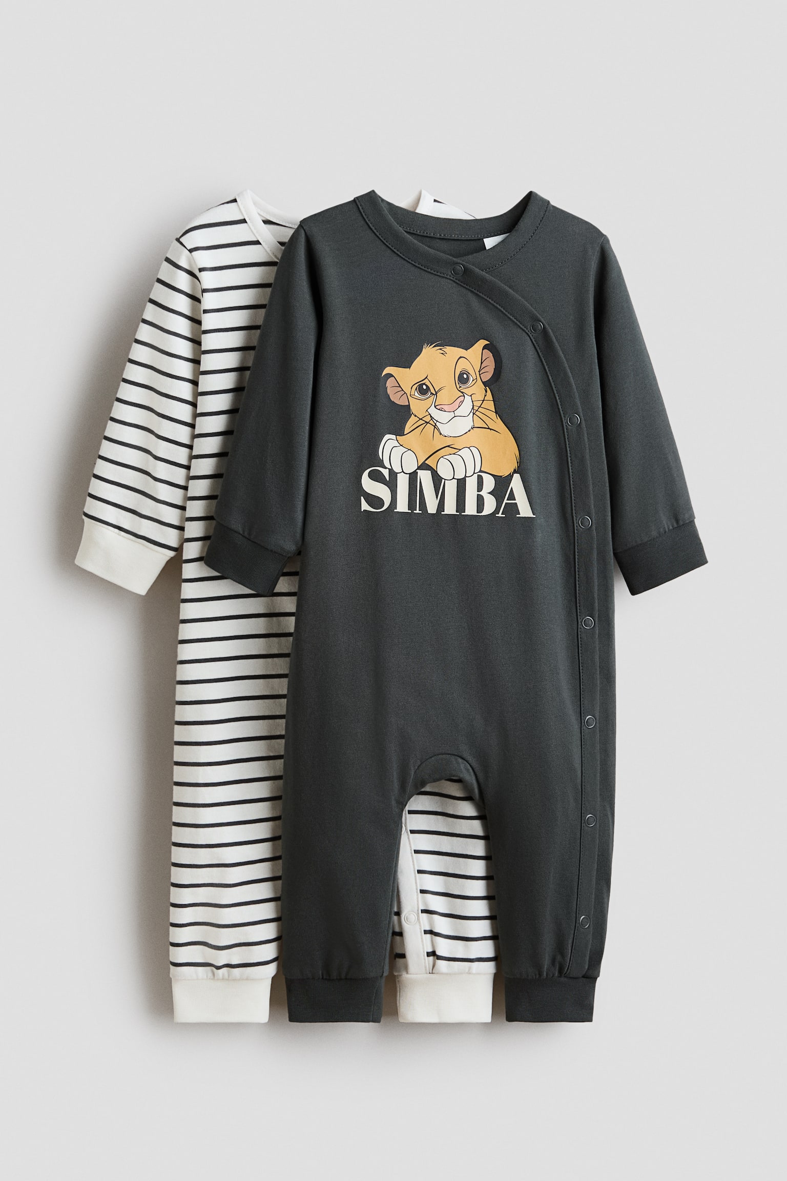 2-pack printed cotton sleepsuits - Dark grey/The Lion King/Blue/Mickey Mouse/Dusty blue/Superman