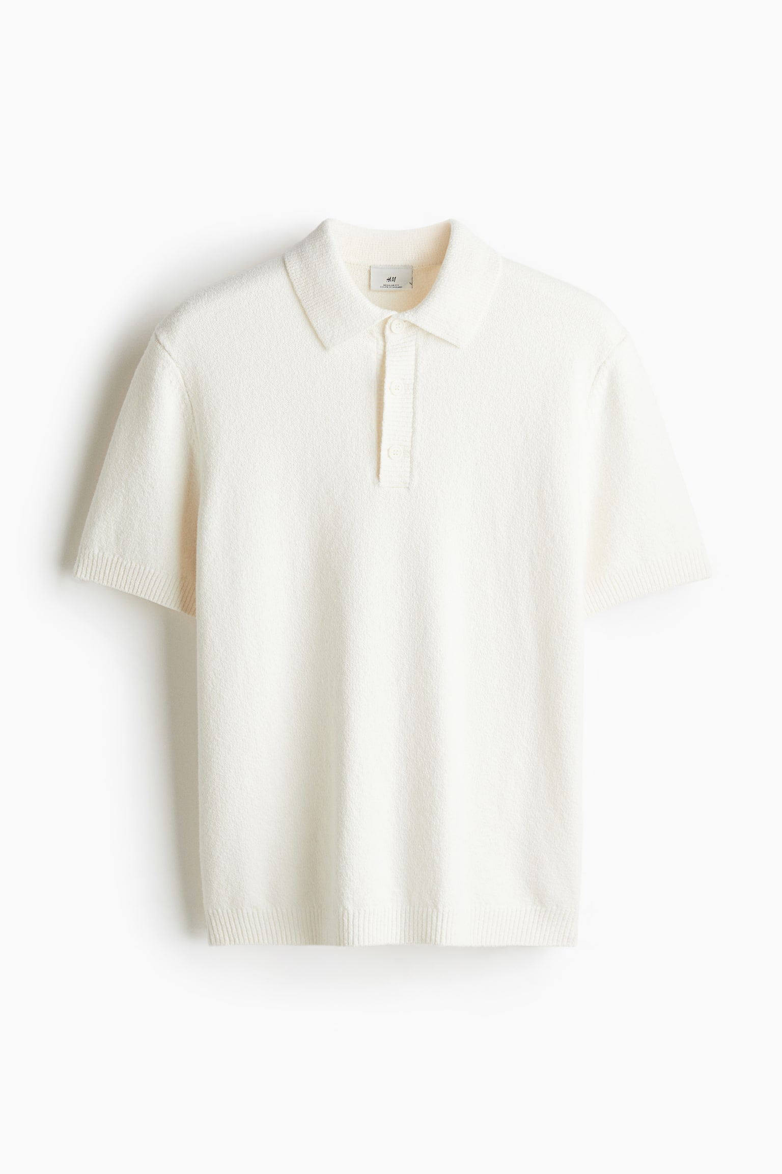 Regular Fit Bouclé polo shirt - Cream/Dark brown - 2