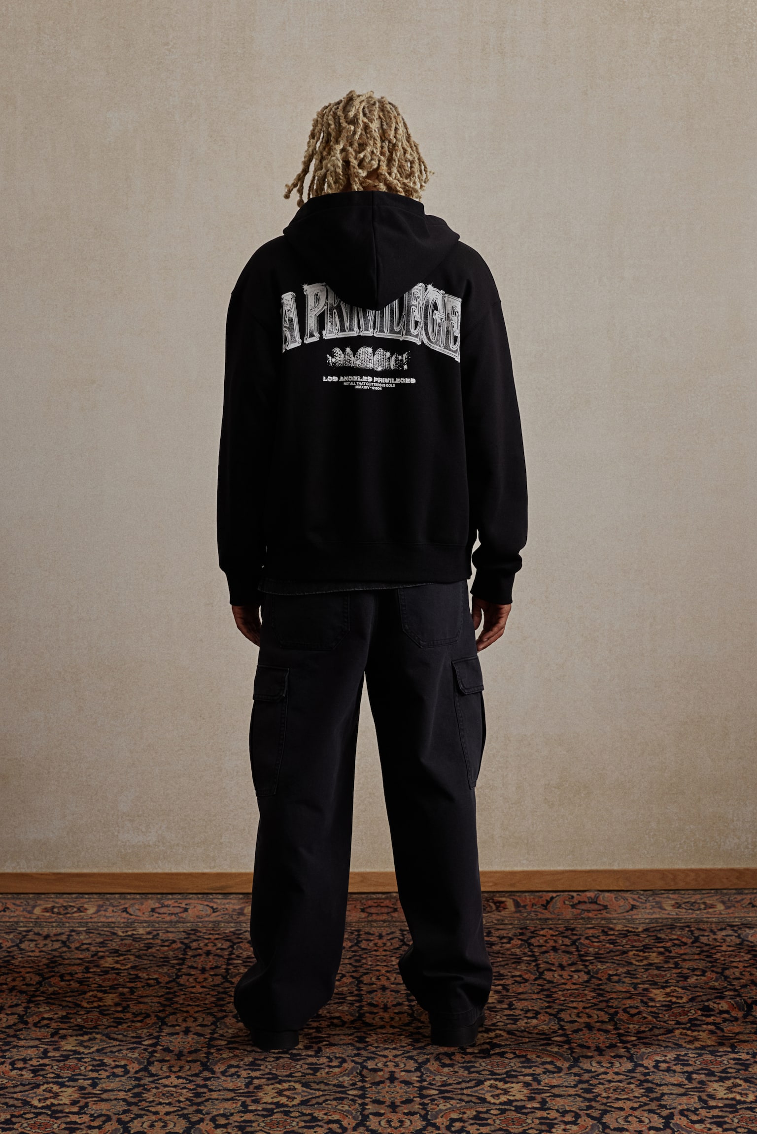 Relaxed Fit Zip-through hoodie - Black/LA Privileges/White/Royale - 3