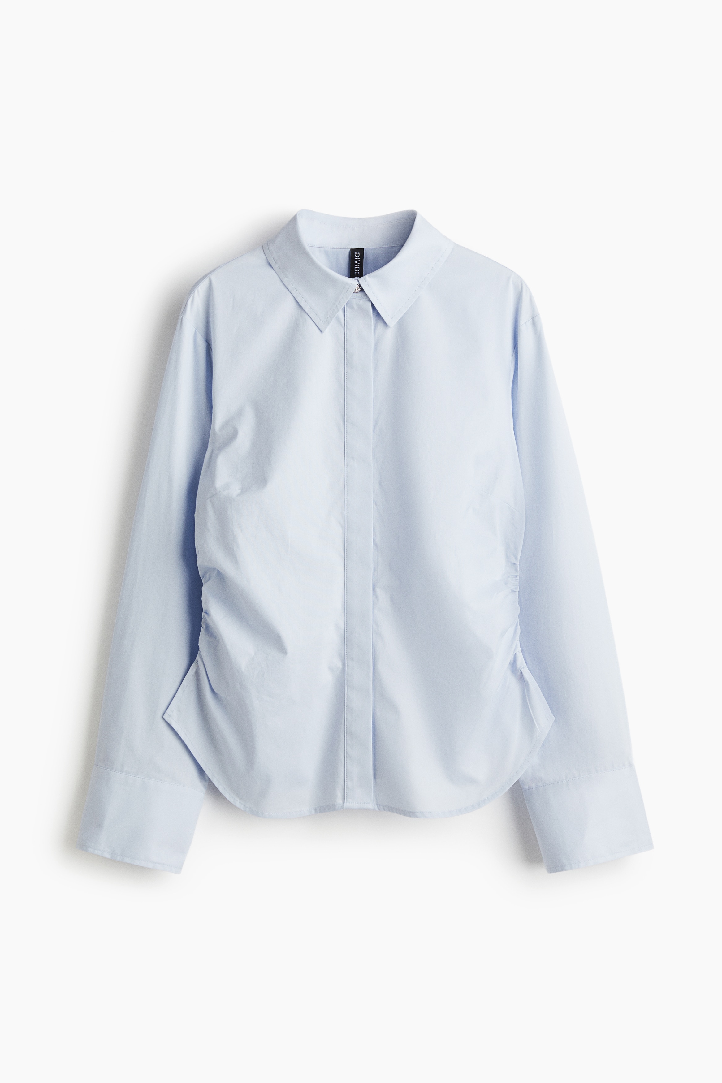 Camicia drappeggiata in cotone - Azzurro