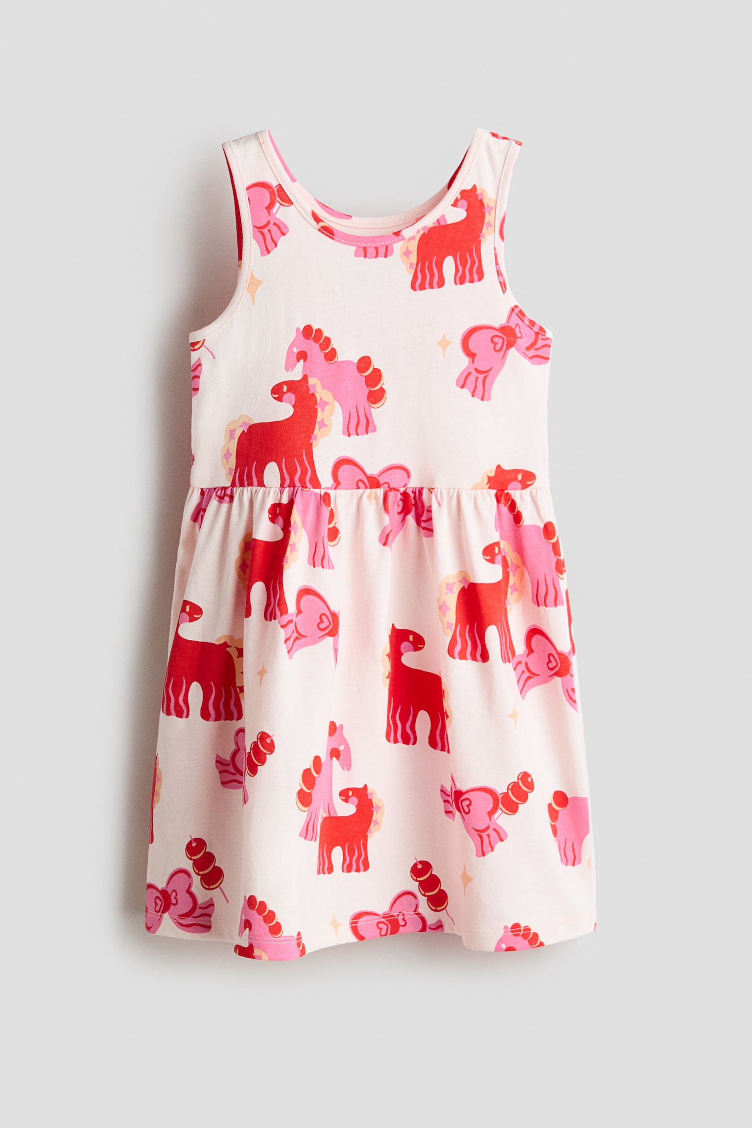 Printed cotton dress - Light pink/Horses/Red/Horses - 2