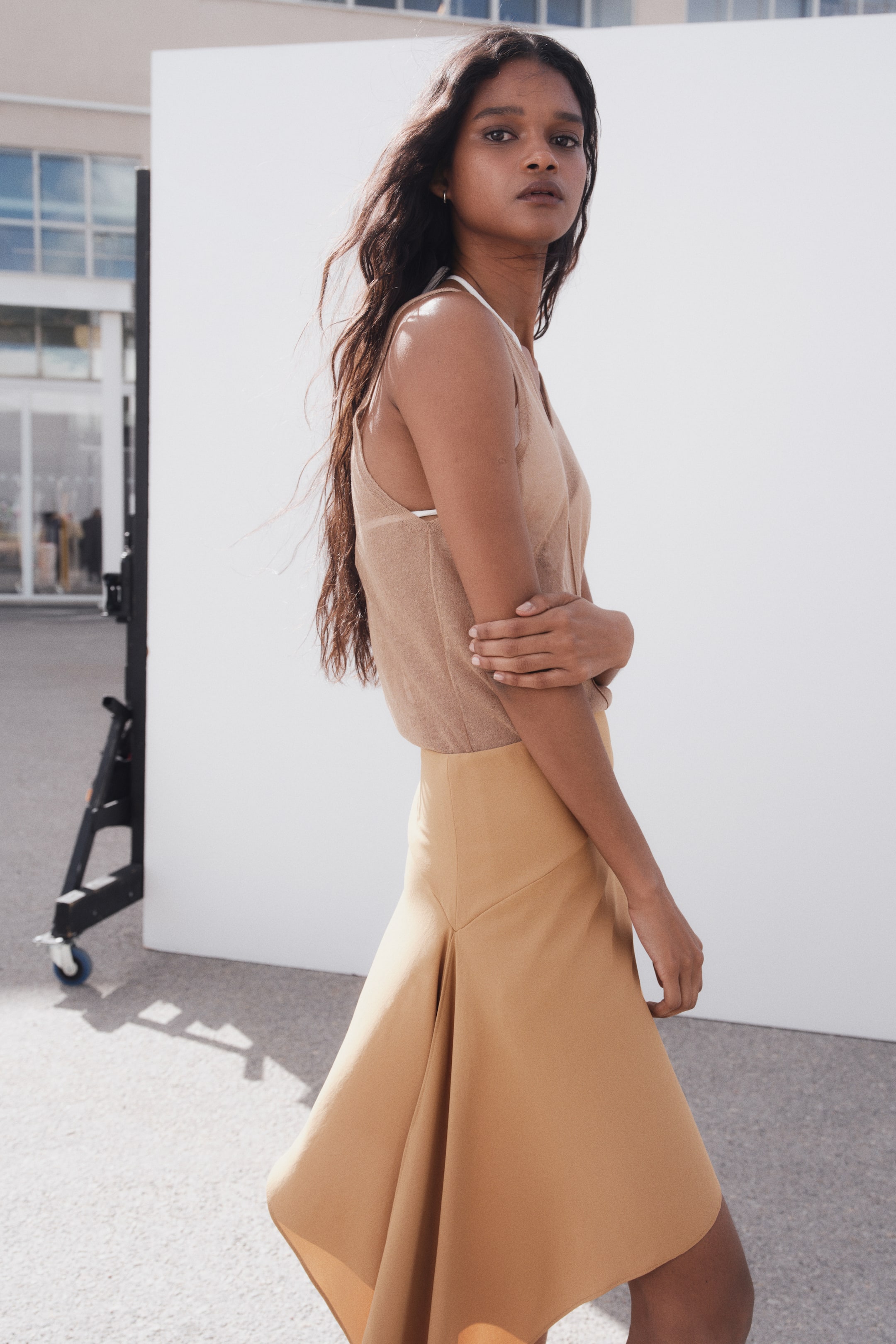 Asymmetric Tie-Detail Skirt