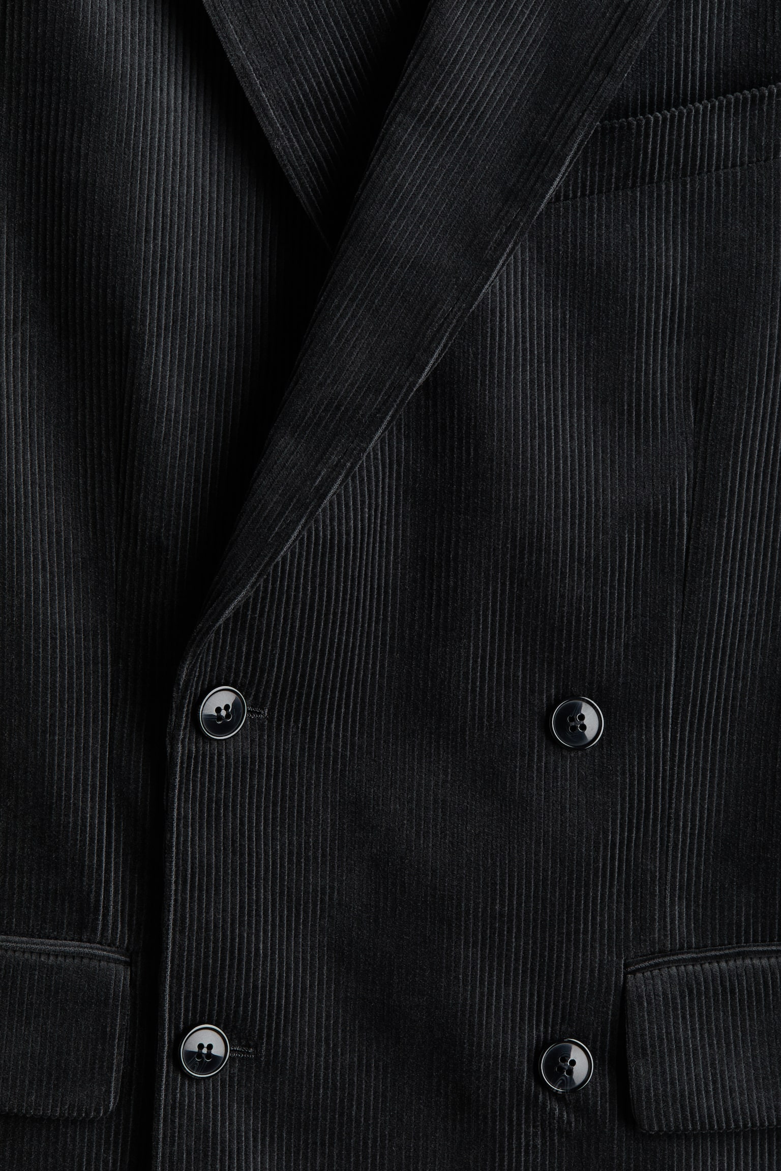 Мужская куртка H&M Relaxed-Fit Double-Breasted Corduroy, цвет: Тёмный серый — фото 6