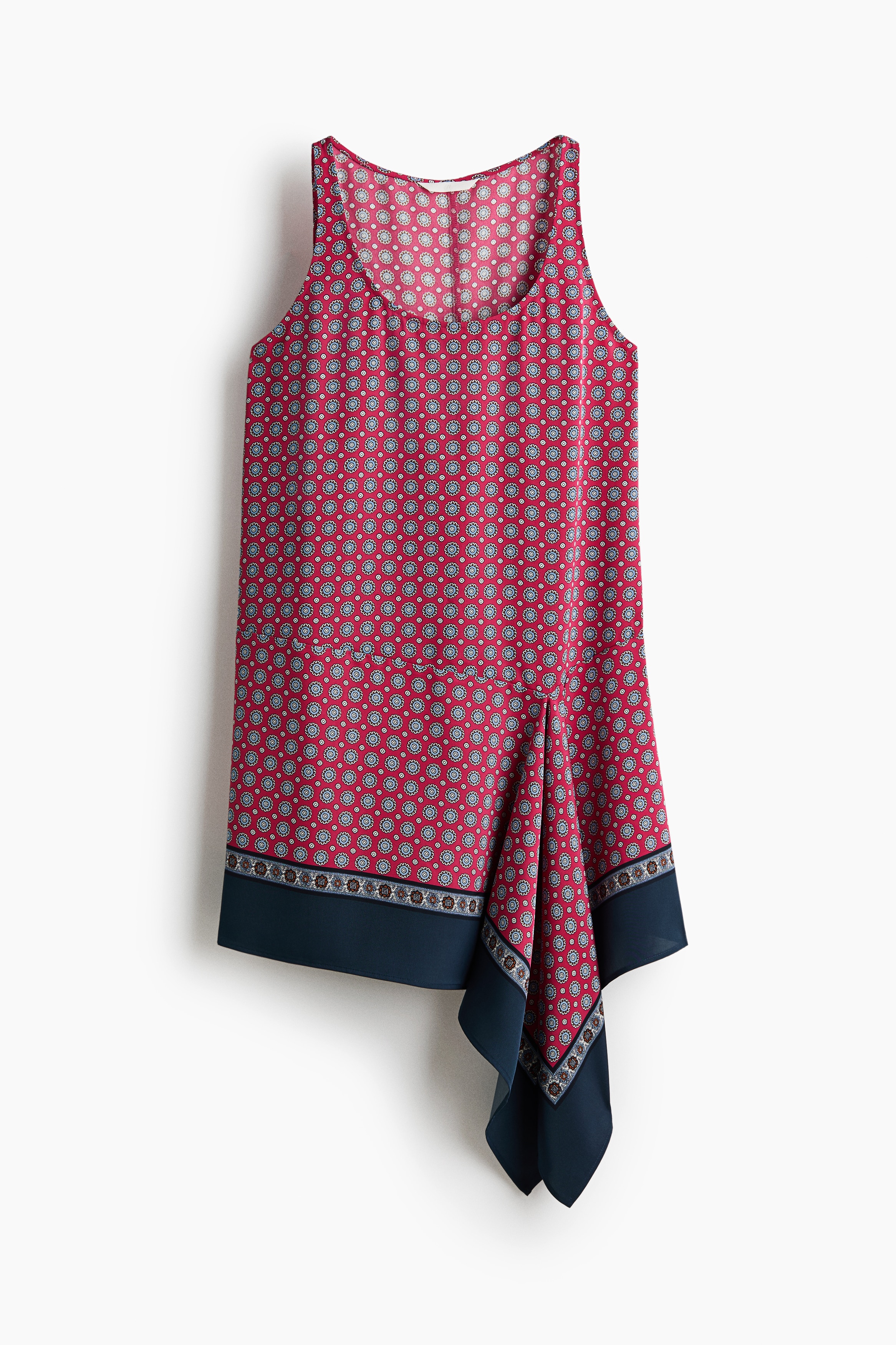 Vestido de sarga con panel drapeado - Rojo frambuesa/Diseño/Borgoña