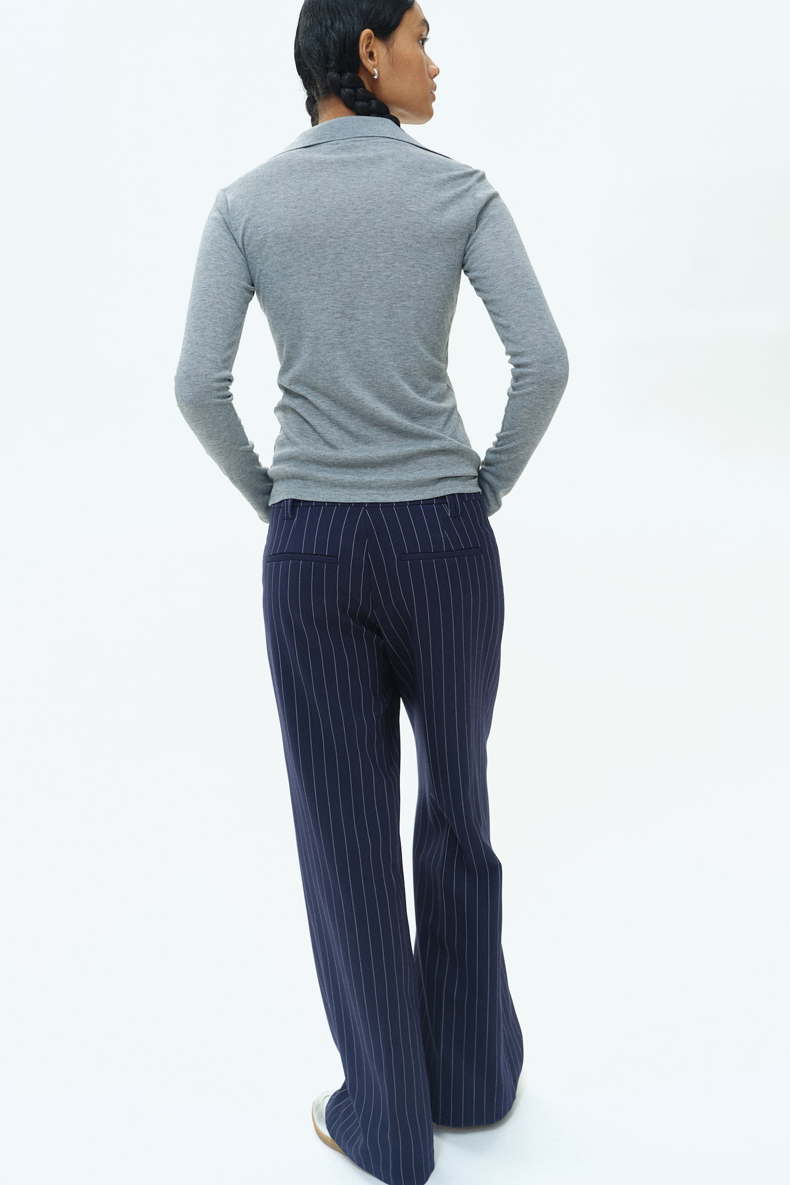 Wide tailored trousers - Navy blue/Pinstriped/Grey marl/Dark grey marl/Dark brown/Pinstriped/Black - 6