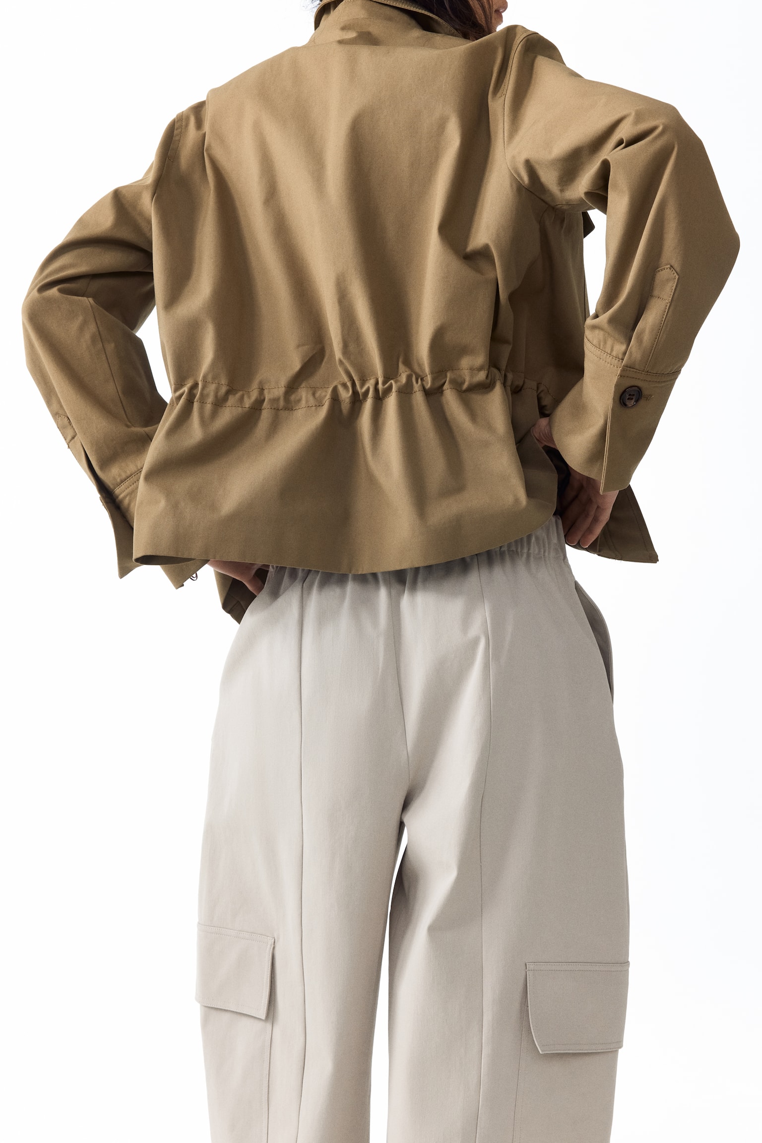 Wrap-detail cargo trousers - Light beige - 5