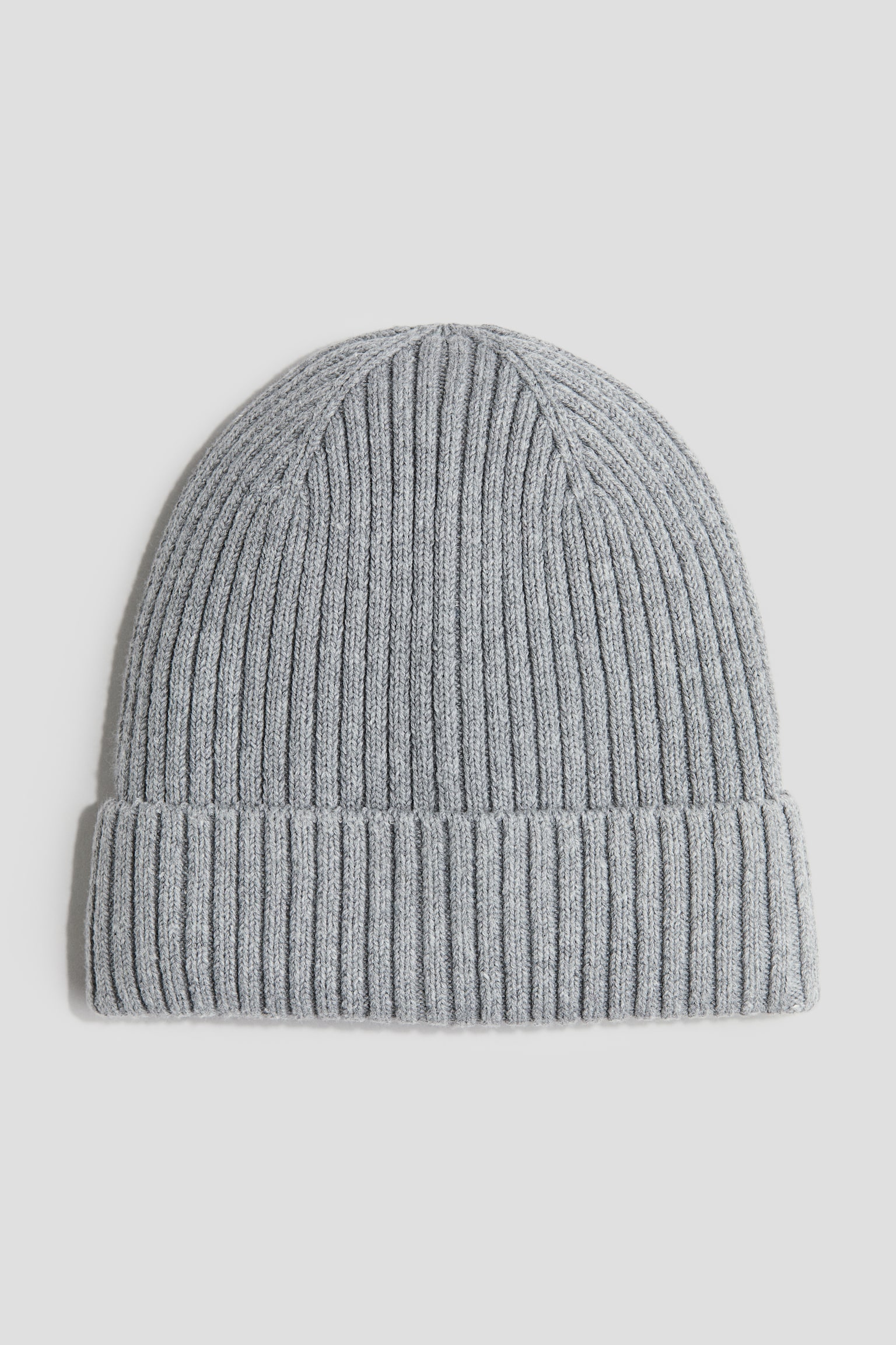 Rib-knit beanie - Grey marl/Black - 1