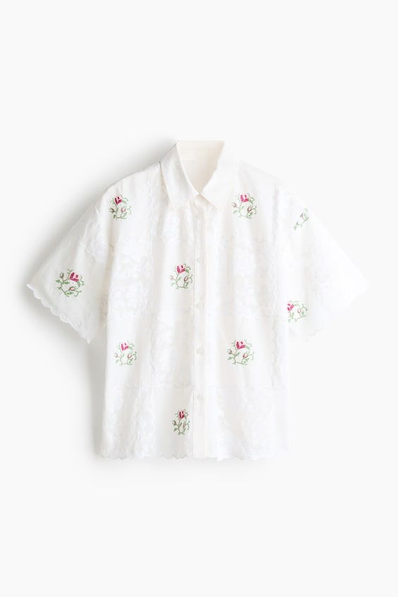 Женские рубашки H&M Embroidered Beach Shirt