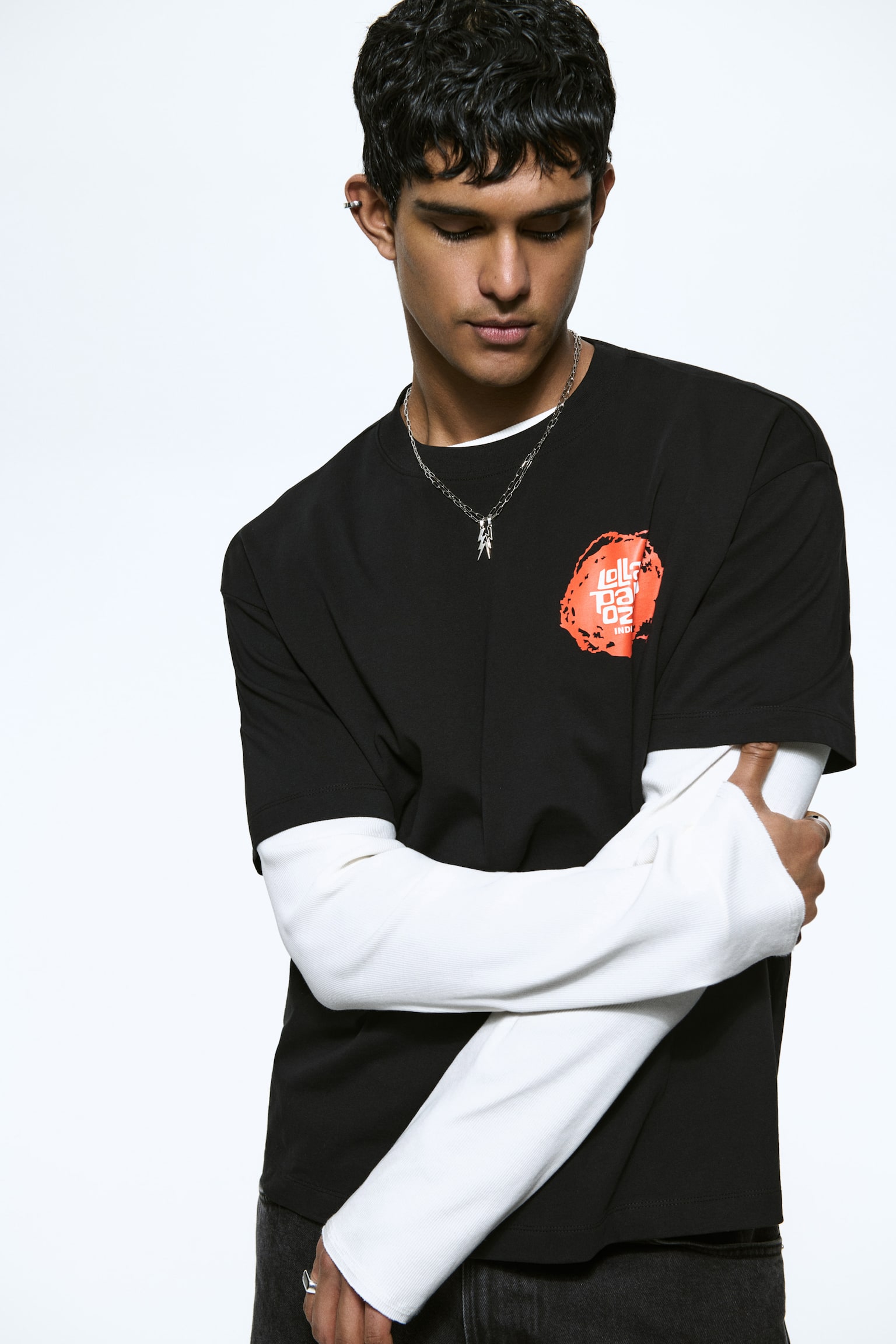 Loose Fit Printed T-shirt - Black/Lollapalooza India/Orange/Lollapalooza India/Purple/Lollapalooza - 3