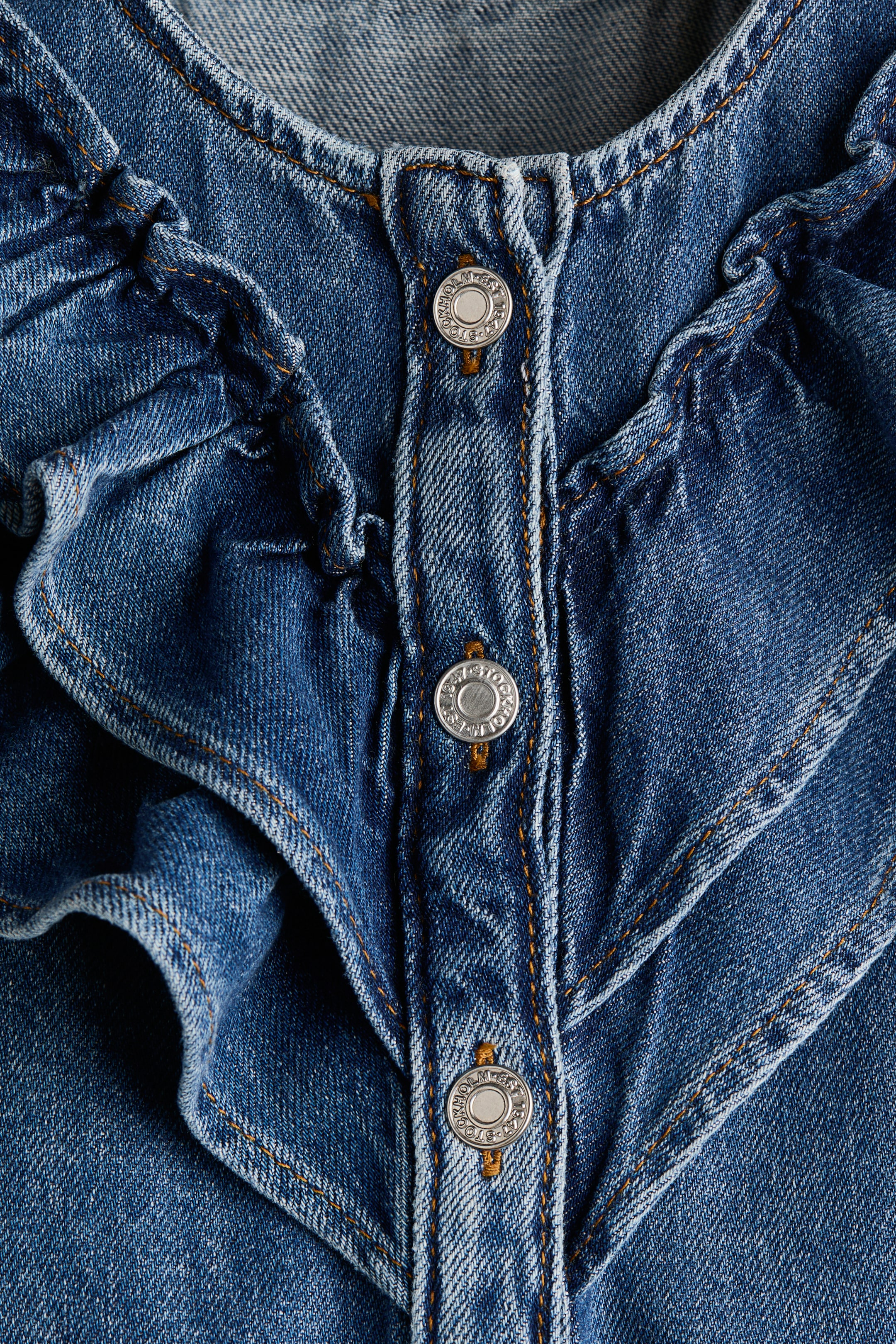Flounced Denim Blouse