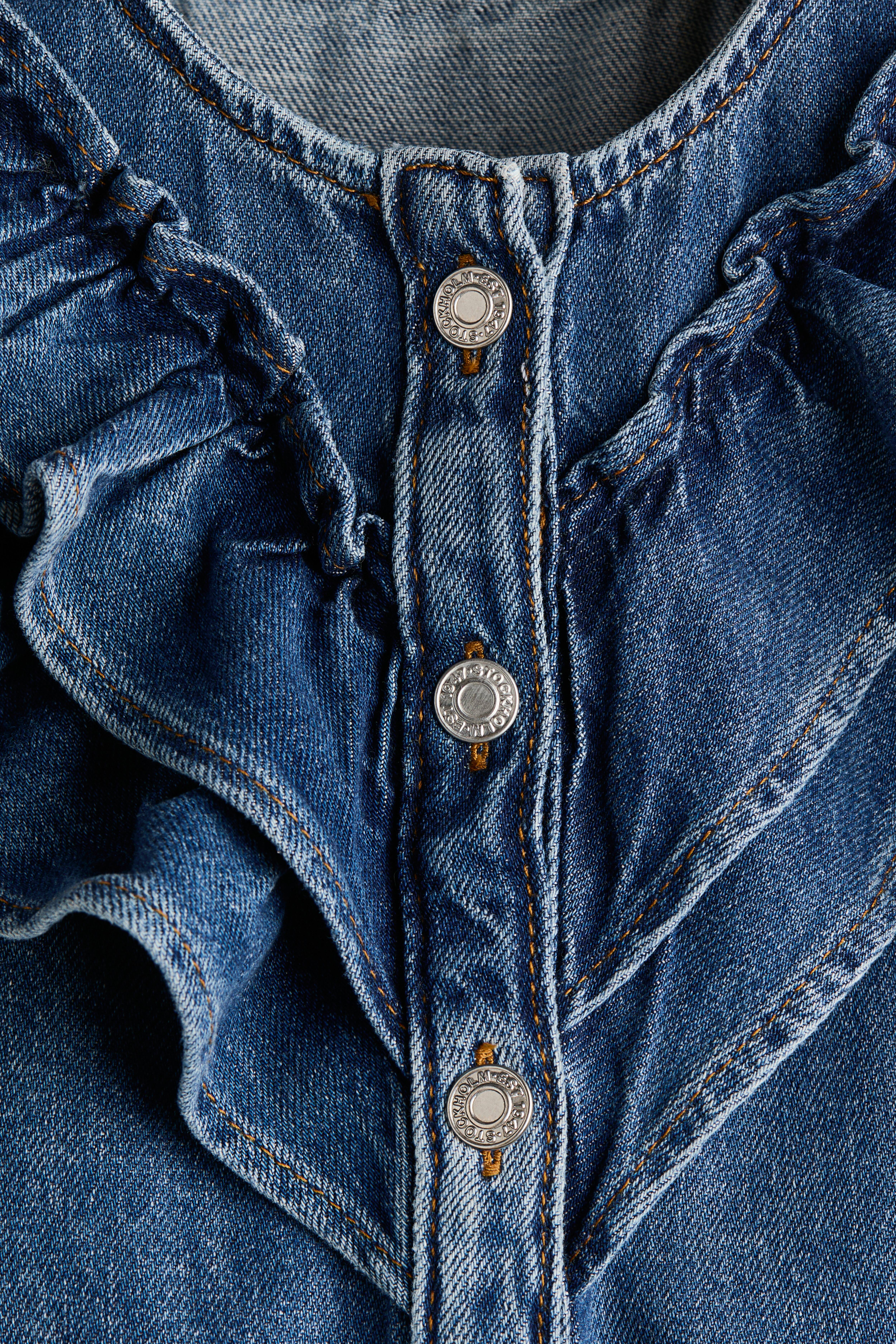 Flounced Denim Blouse