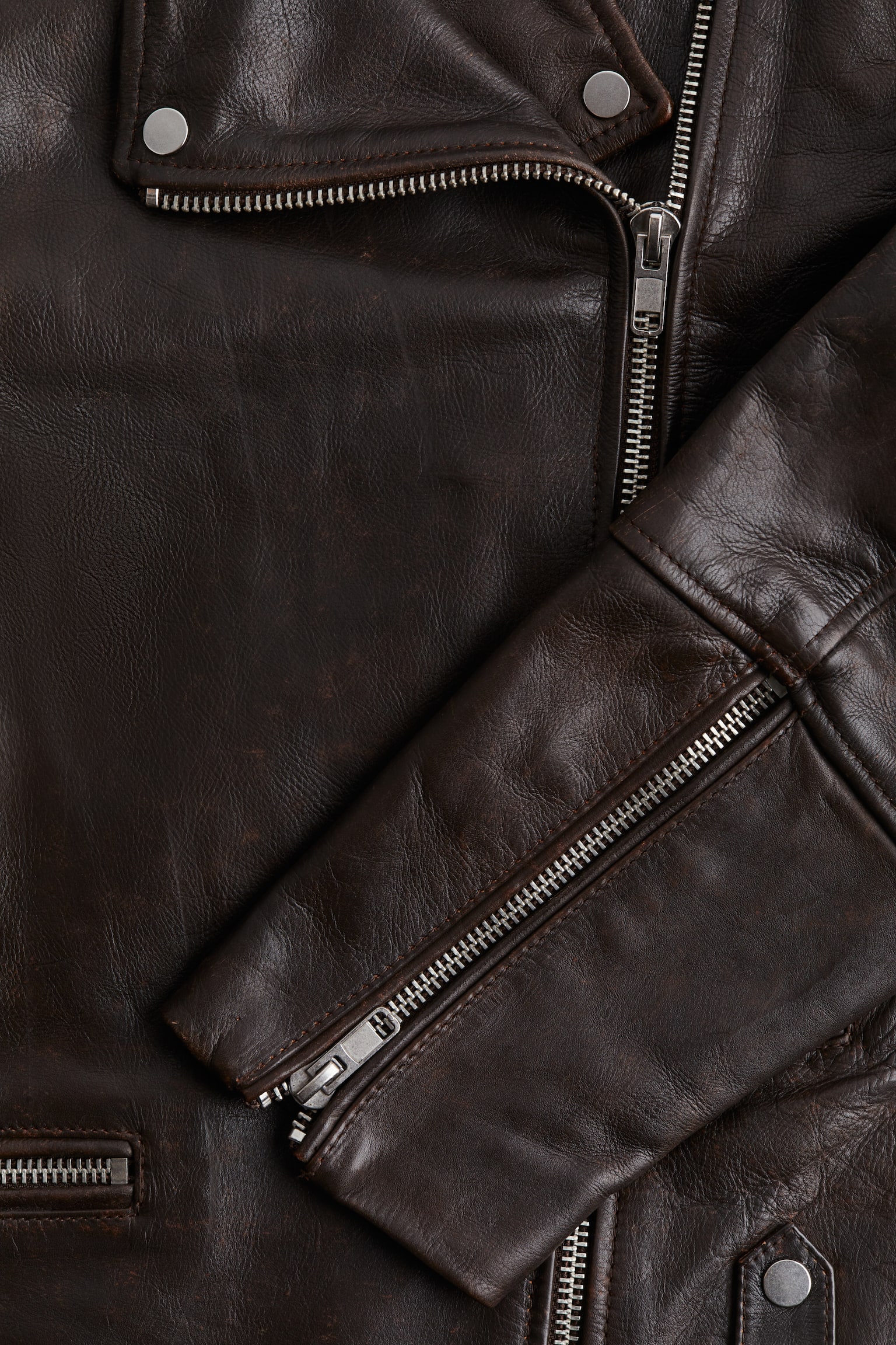 Leather biker jacket - Dark brown/Dark brown/Black - 3