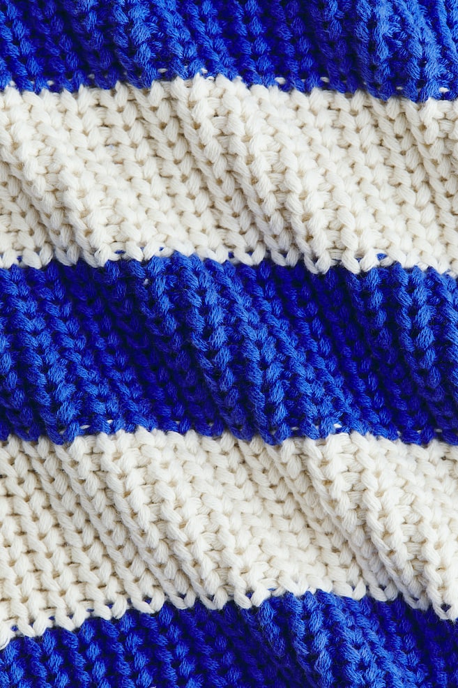 Rib-Knit Cotton Sweater - Blue/white - 3
