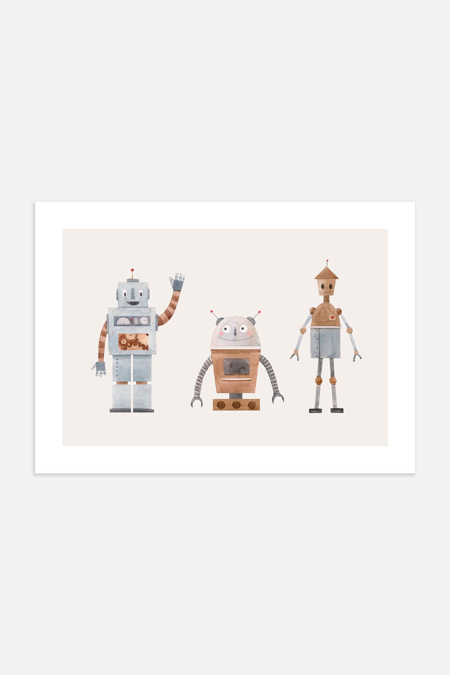 Robot Friends Poster - Beige/gray/brown - 1