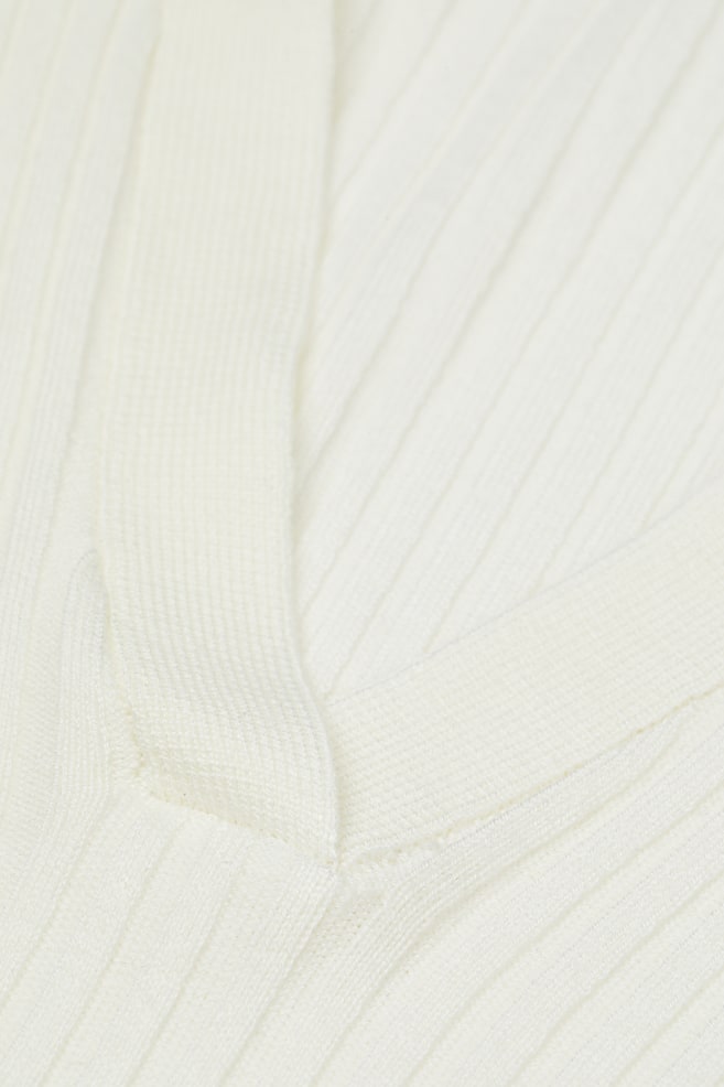 Terranova T-Shirt Lupetto A Costine In Lana - Bianco, Maniche Lunghe, Collo Alto