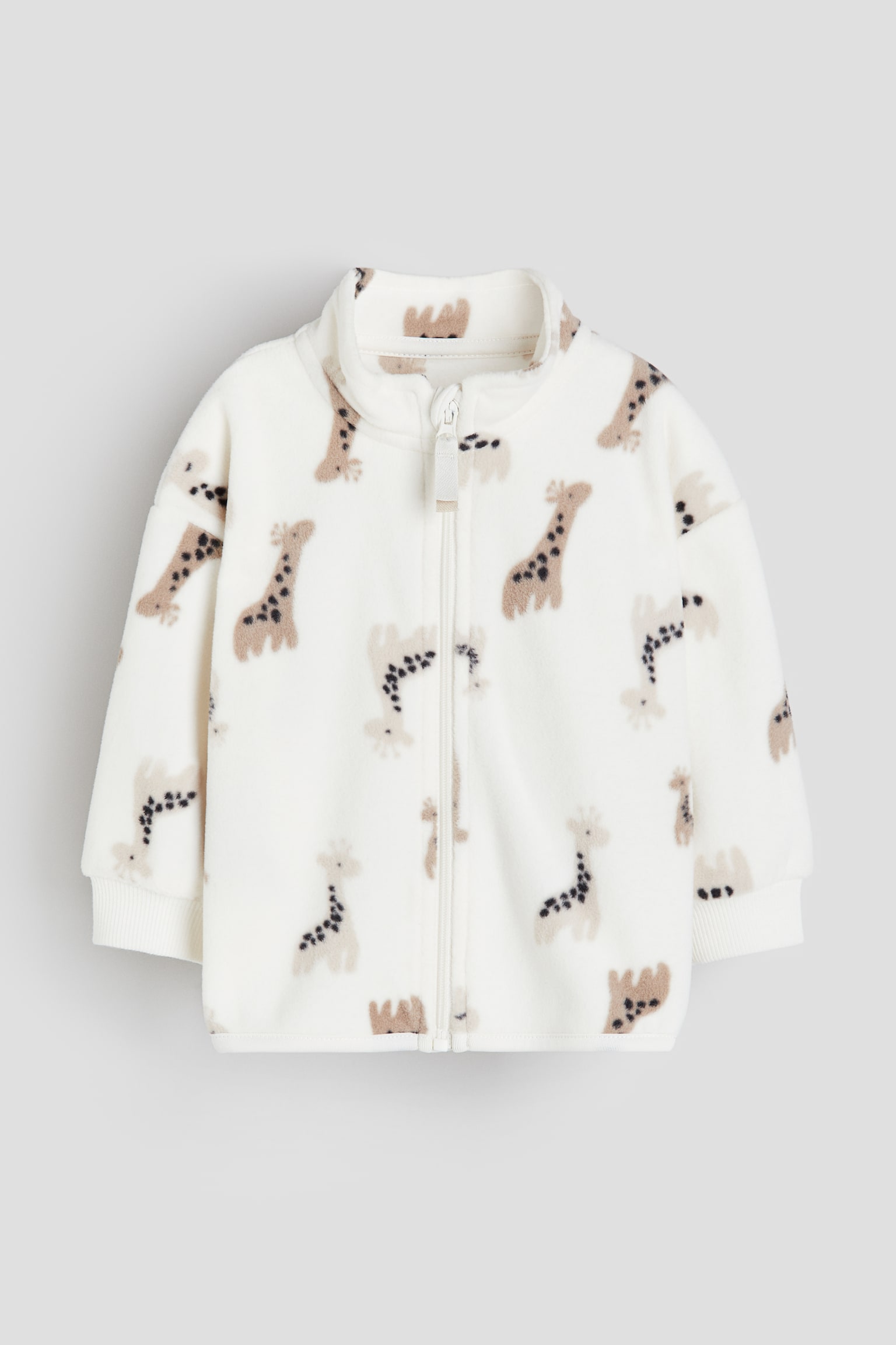 Fleece Jacket - White/Giraffes/Cream/Flowers/Dusty green/Dinosaurs - 1