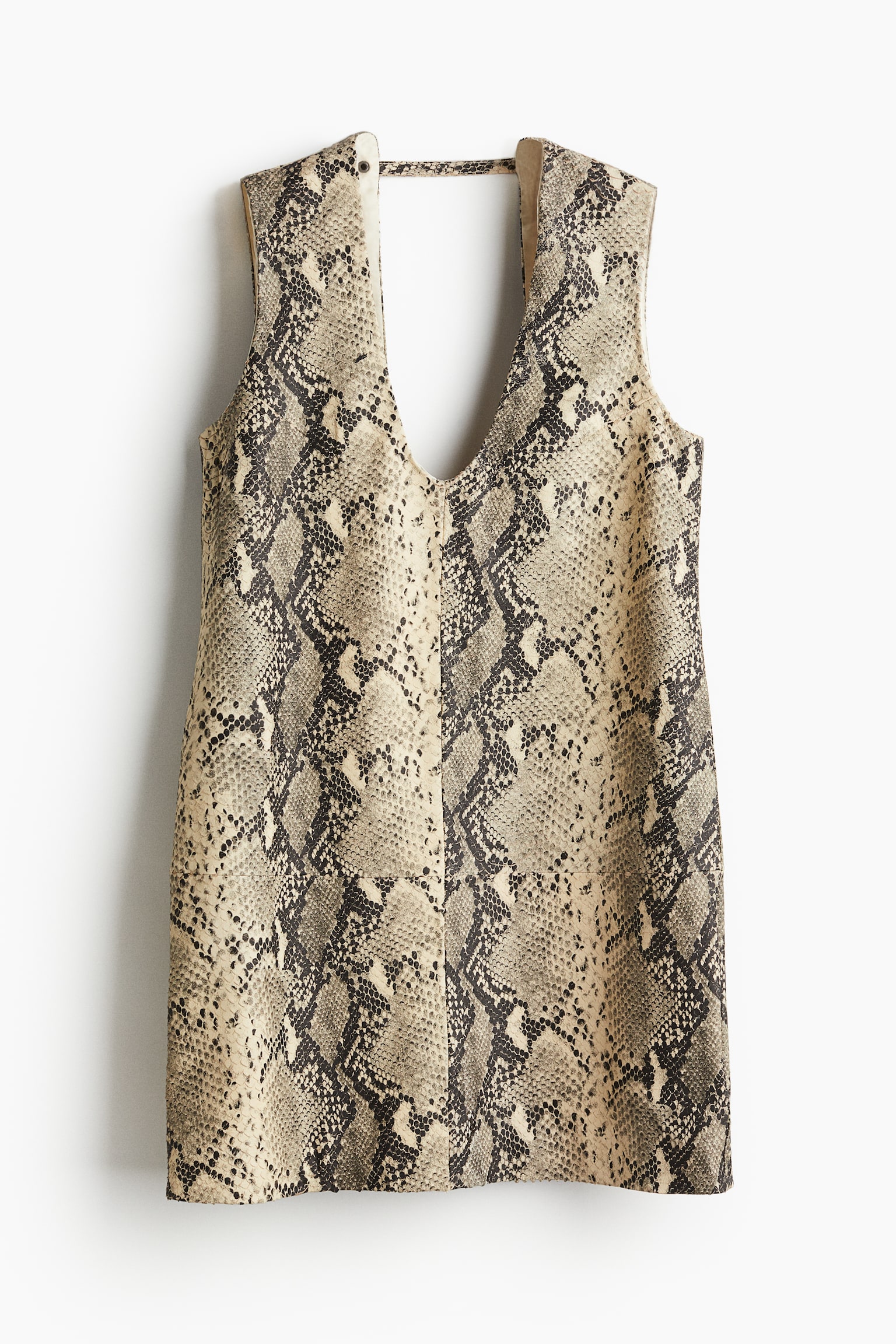 Leather Mini Dress - Beige/Snakeskin pattern - 2