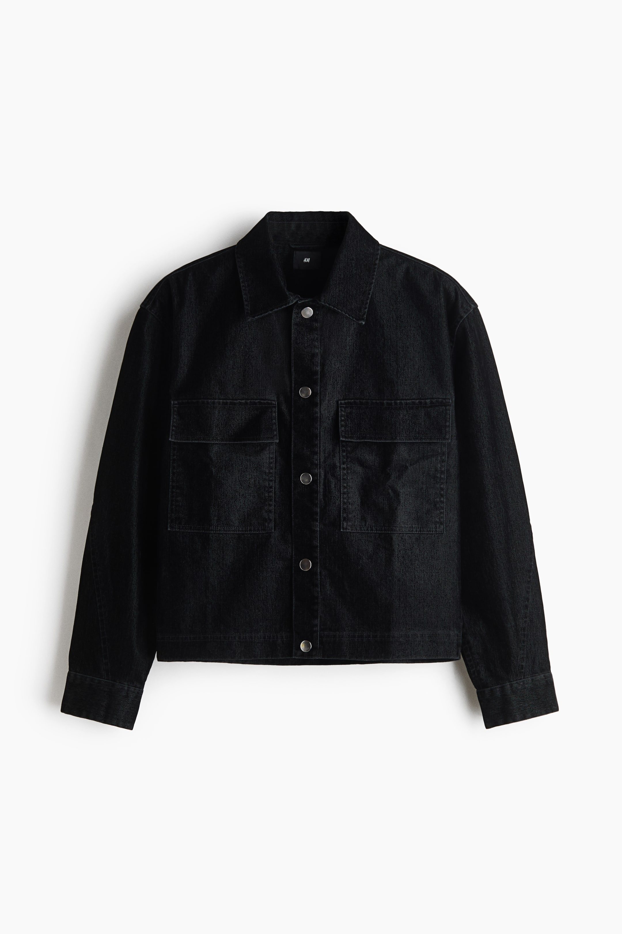 View larger image: Flocked cotton twill overshirt - Black - Men | H&M 1