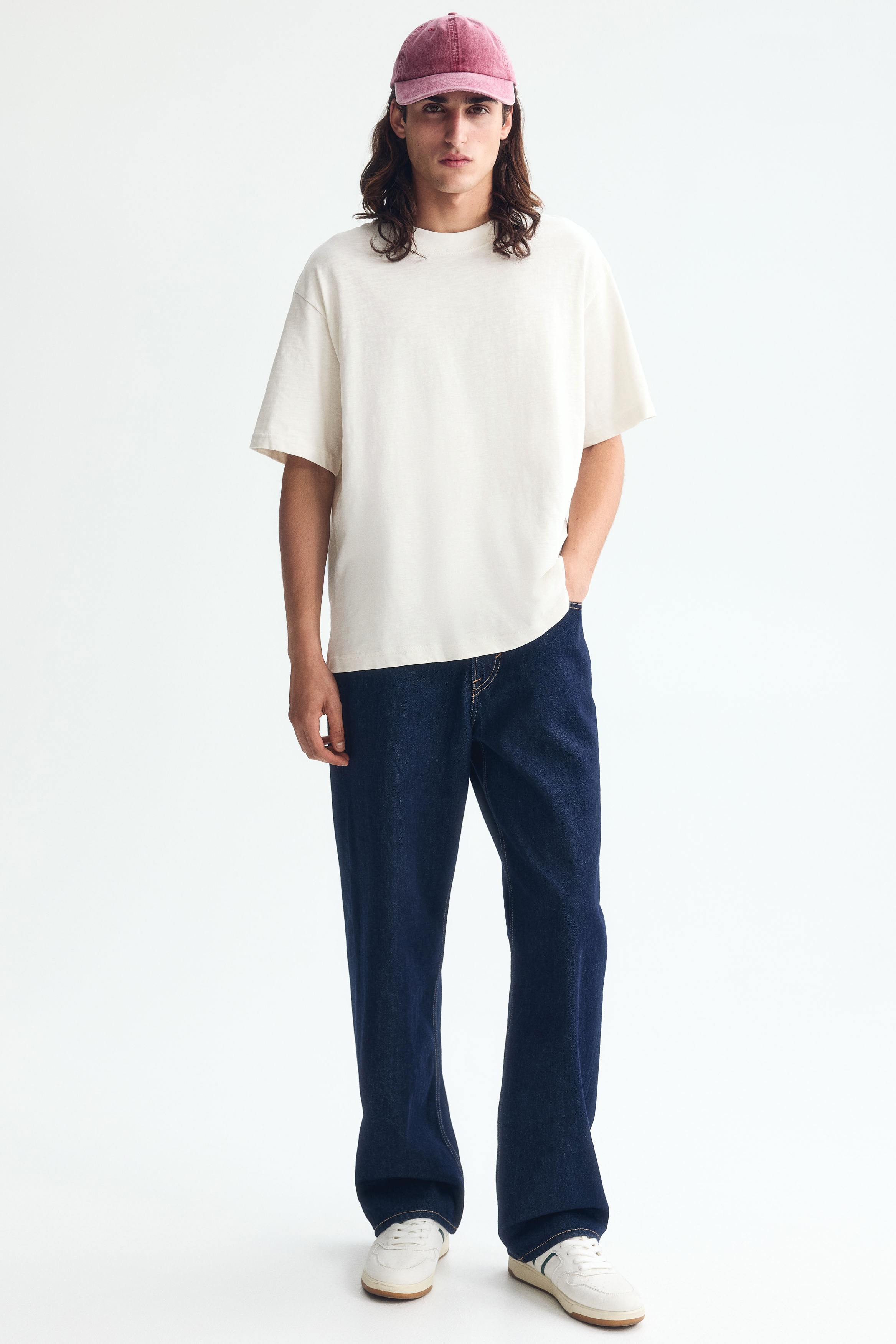 Pamučna majica Relaxed Fit - Krem/Crna/Smeđa/Tamna kaki zelena