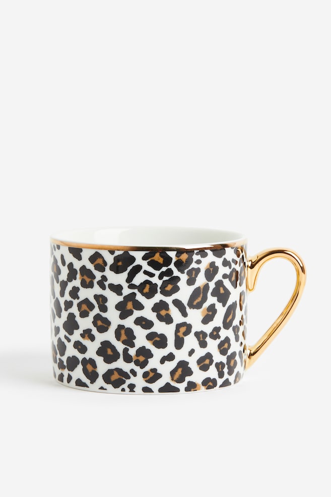 Porcelain cup - White/Leopard print - 1