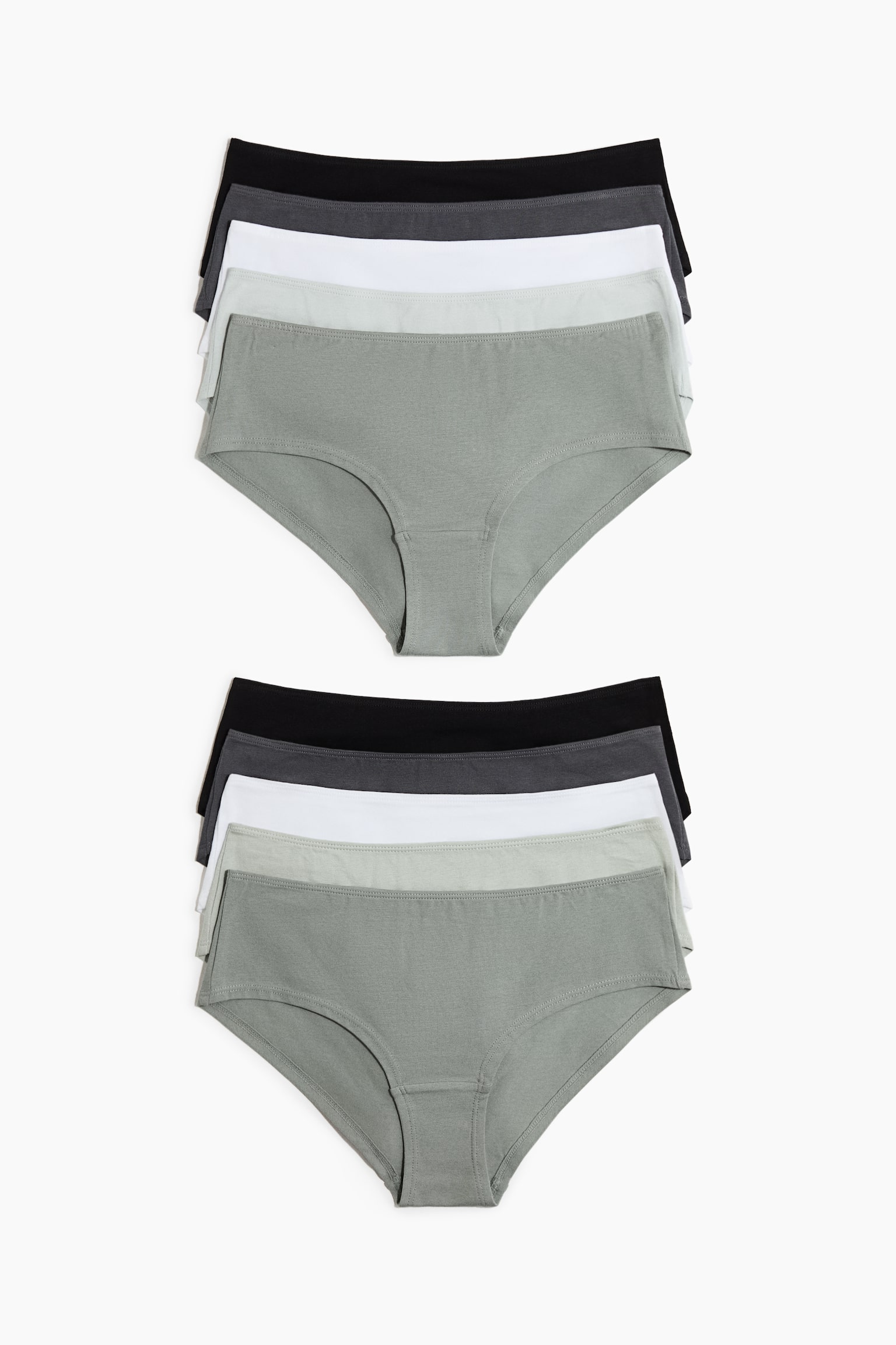 10-Pack Cotton Hipster Briefs - Gray/dusty green/Light blue/dusty blue/Light gray melange/pink/Black