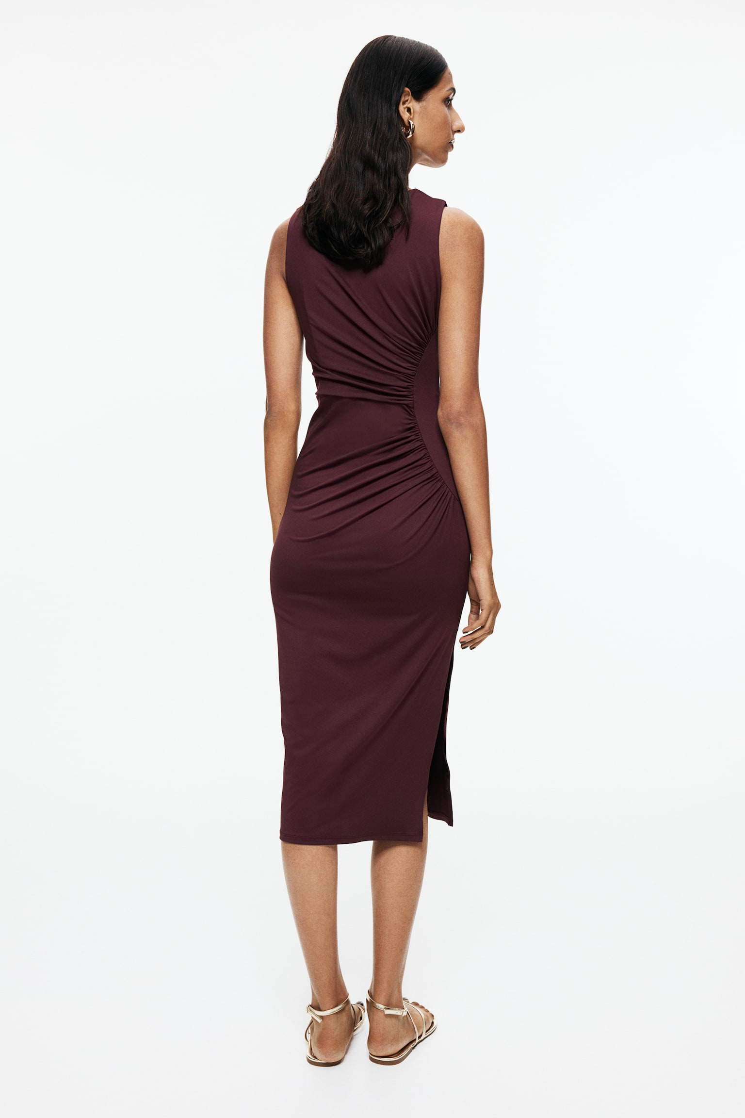 Draped jersey dress - Burgundy/Bright red - 4