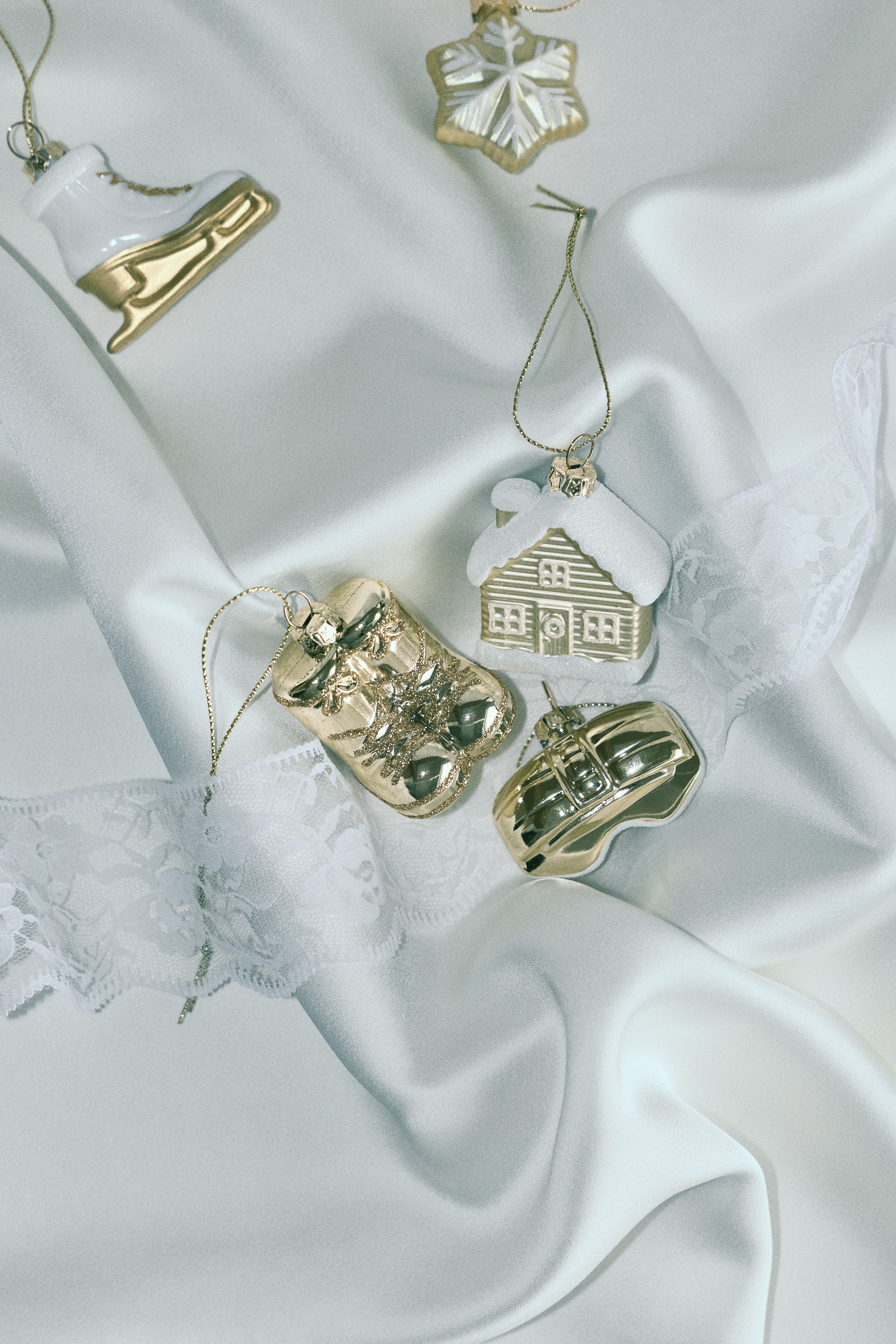 Pack de 6 decorações de Natal - Dourado/Prateado/Prateado/Casa/Vermelho/Verde/Prateado