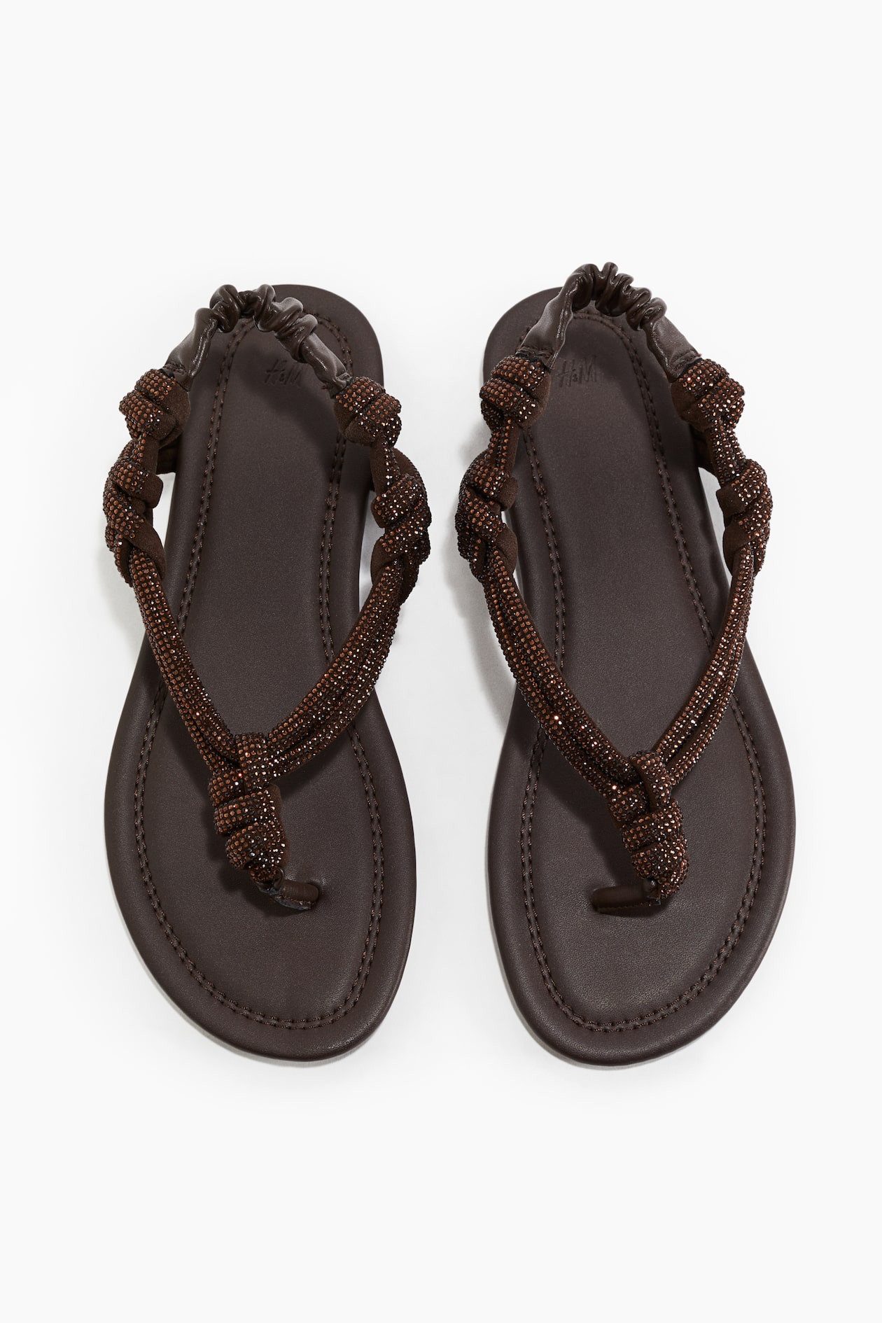 Rhinestone-Embellished Sandals Dark brown Ladies H&M US
