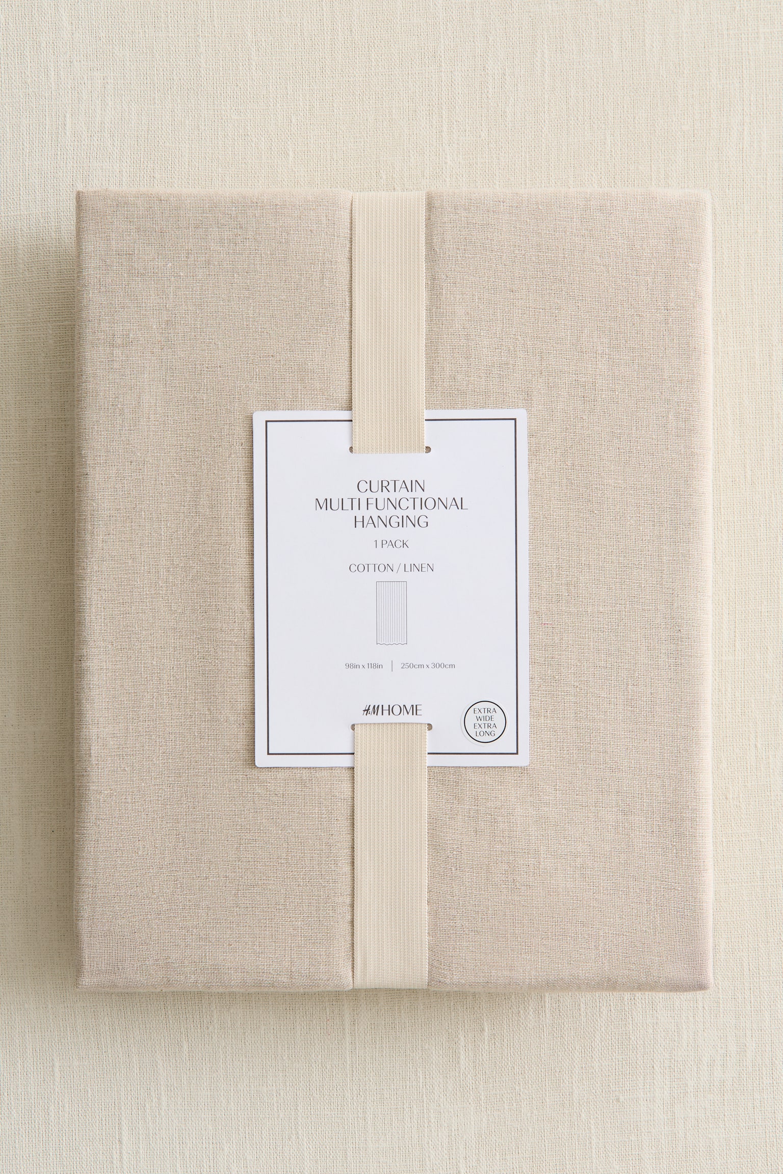 1-pak langt og bredt gardinfag i hørblanding - Beige/Hvid/Beige/Lyseblå/Salviegrøn - 4